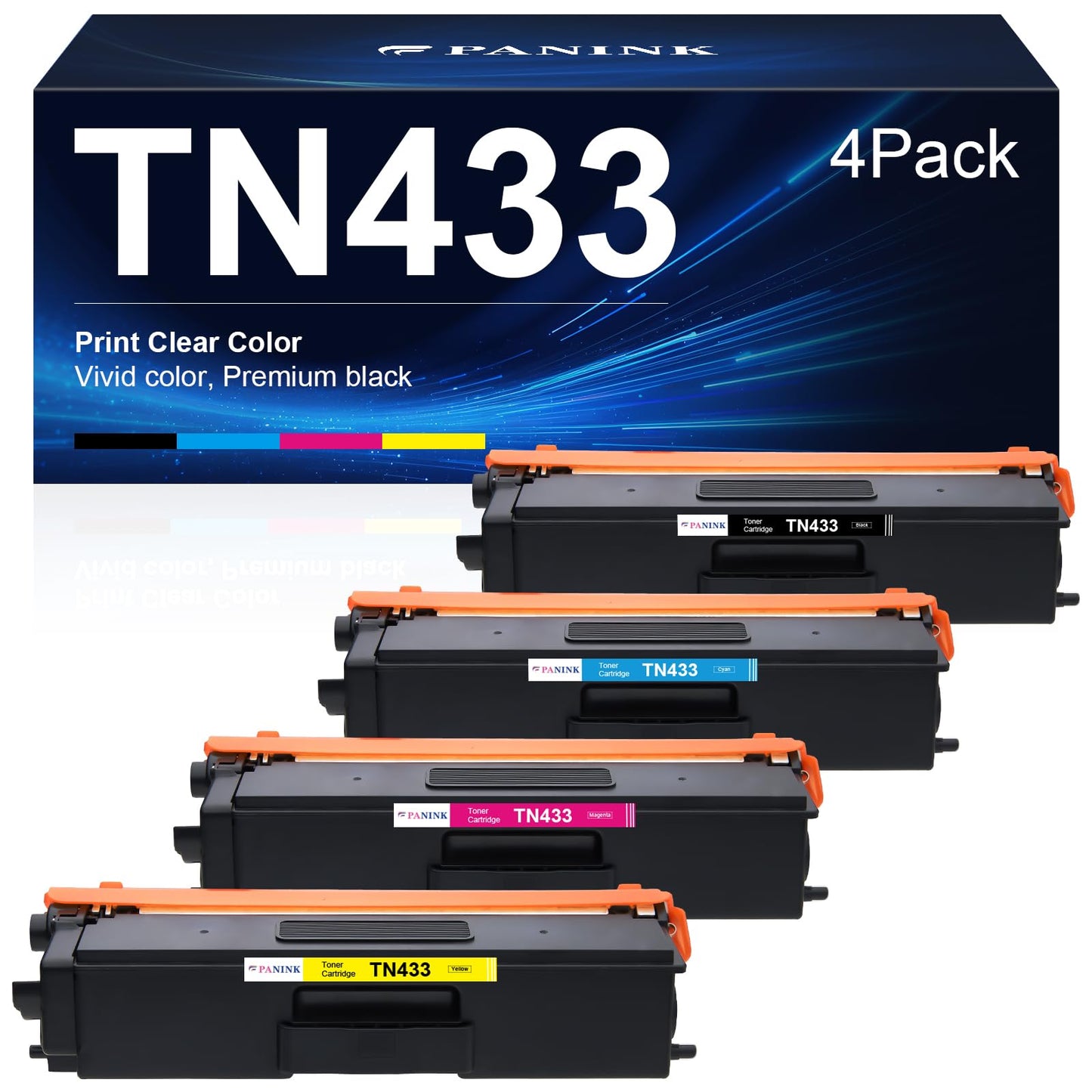 PANINK TN433 Compatible Toner Cartridge Replacement for Brother TN433 TN431 TN-433 TN-431 Toner Cartridge 4 Pack for Brother HL-L8260CDW HL-L8360CDW MFC-L8610CDW MFC-L8900CDW HL-L9310CDW Printer