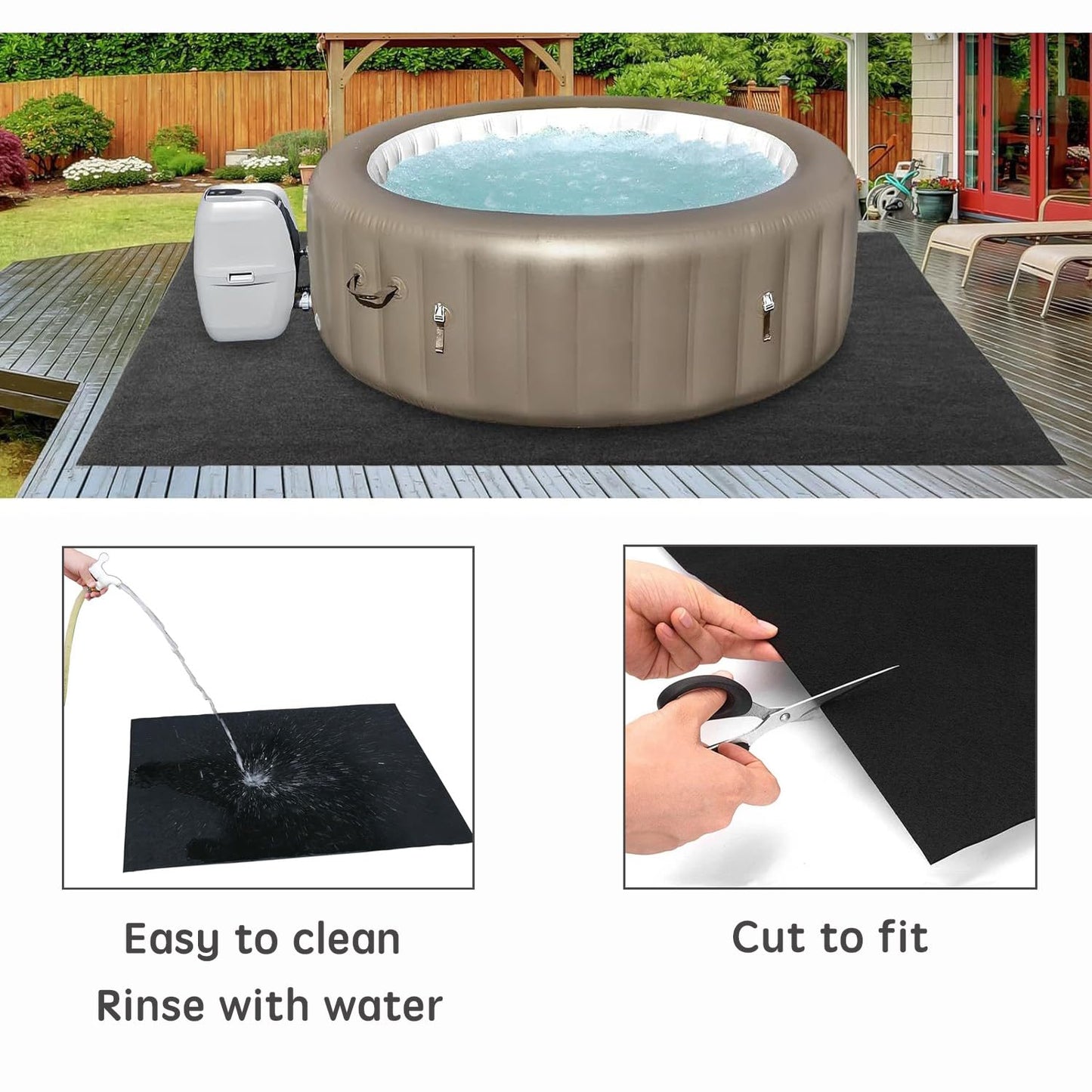 80 * 80 Inch Hot Tub Mat, Extra Large Floor Protector Pad for Inflatable Hot Cold Plunge Tub, Ice Bath Tubs Mat with Waterproof Slip-Proof Backing, Absorbent Mats for Spa Pool Ground Base