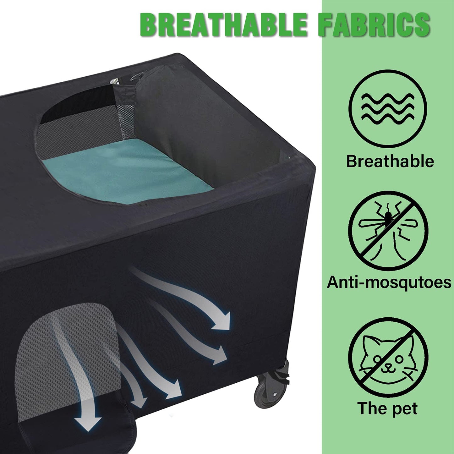 Jonnick Slumber Crib Blackout Canopy Cover for Pack N Play Travel Crib Canopy - Portable Stretchy Breathable Sleeping Pod Shade for Stretchy Netting Cover for Indoor Outdoor Travel Playard (Black)