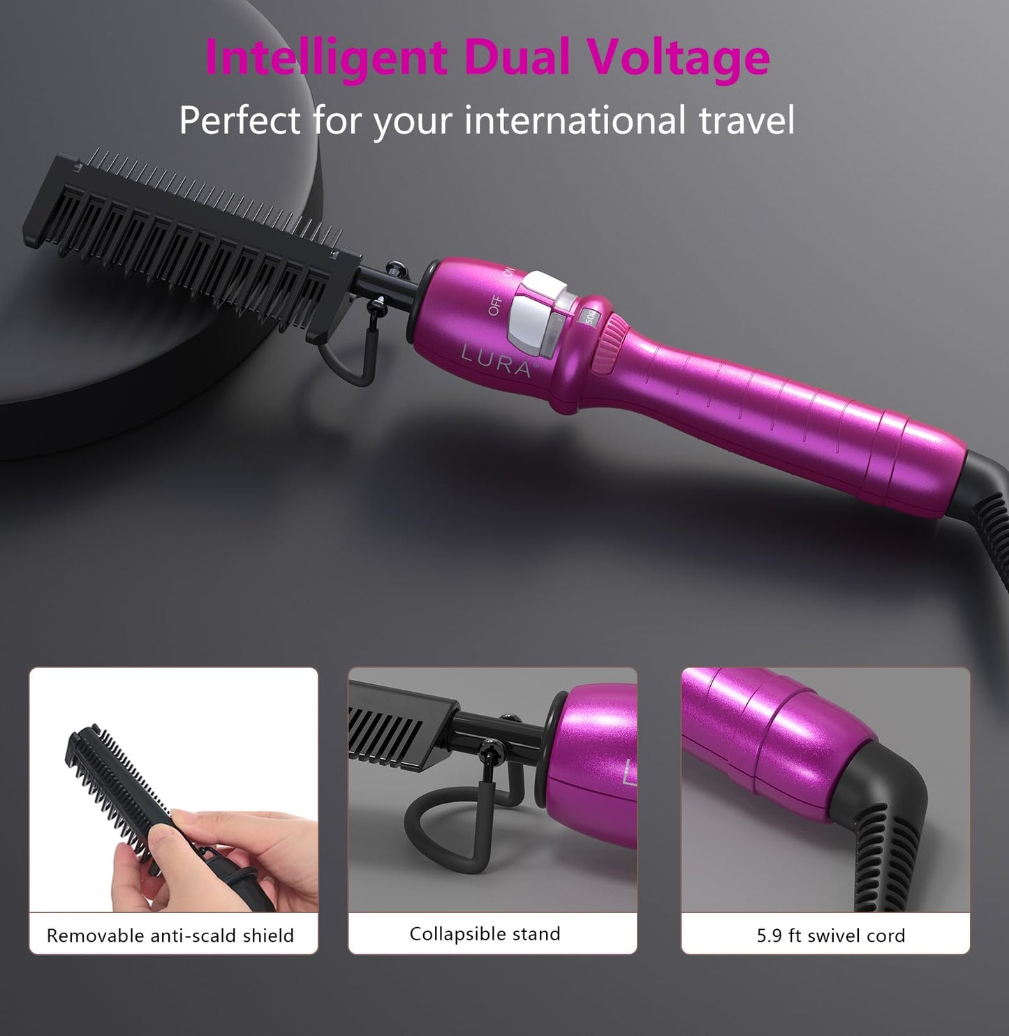 200-500°F Pink Hot Comb:Electric Hot Comb for Lace Front Wigs,Electric Pressing Combs for Black Hair,Electric Straightening Comb for African American Hair,Heat Comb for afro Hair.