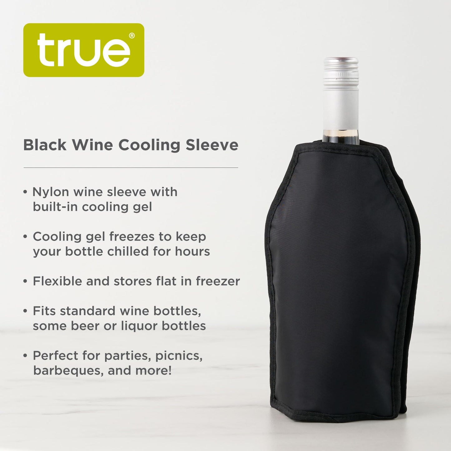 True Fabrications 5079 Shiver: Wine Cooling Sleeve, Black
