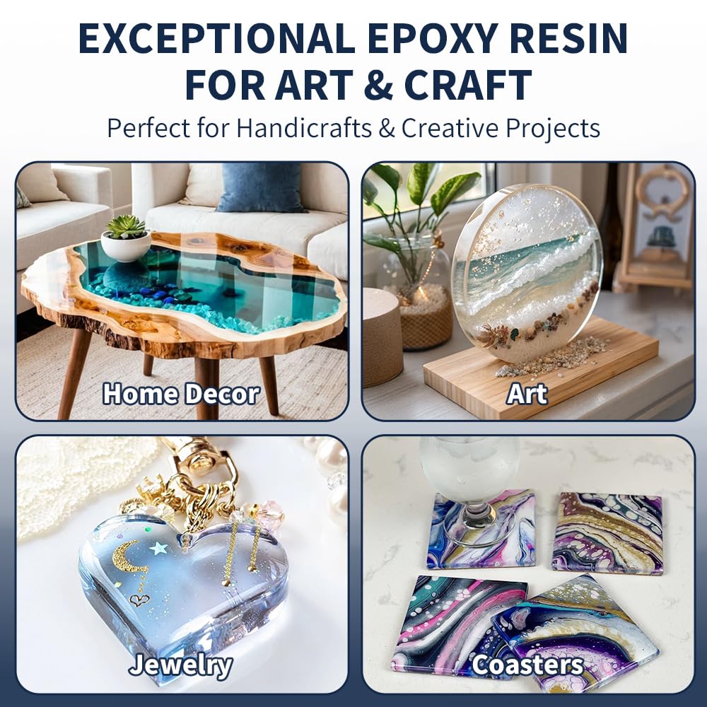 Carvix Epoxy Resin Kit 34OZ Crystal Clear Bubble Free High Gloss Resin and Hardener for Casting Coating Jewelry Wood and Art Projects Beginner Friendly