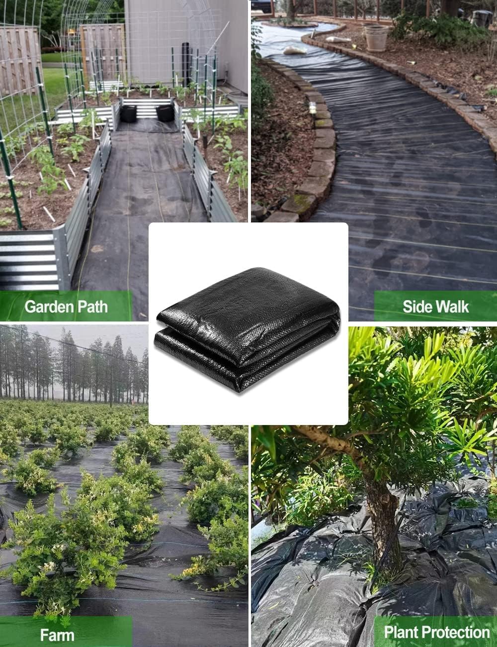 Wohohoho 4Ft x 66FT Landscape Fabric with 20Pcs Weed Pegs Set. 4OZ Premium PE Heavy Duty Weed Fabric, 1.2m x 20m Weed Control Blocker Non Woven Ground Cover for Patios, Garden, Flower beds, Pond