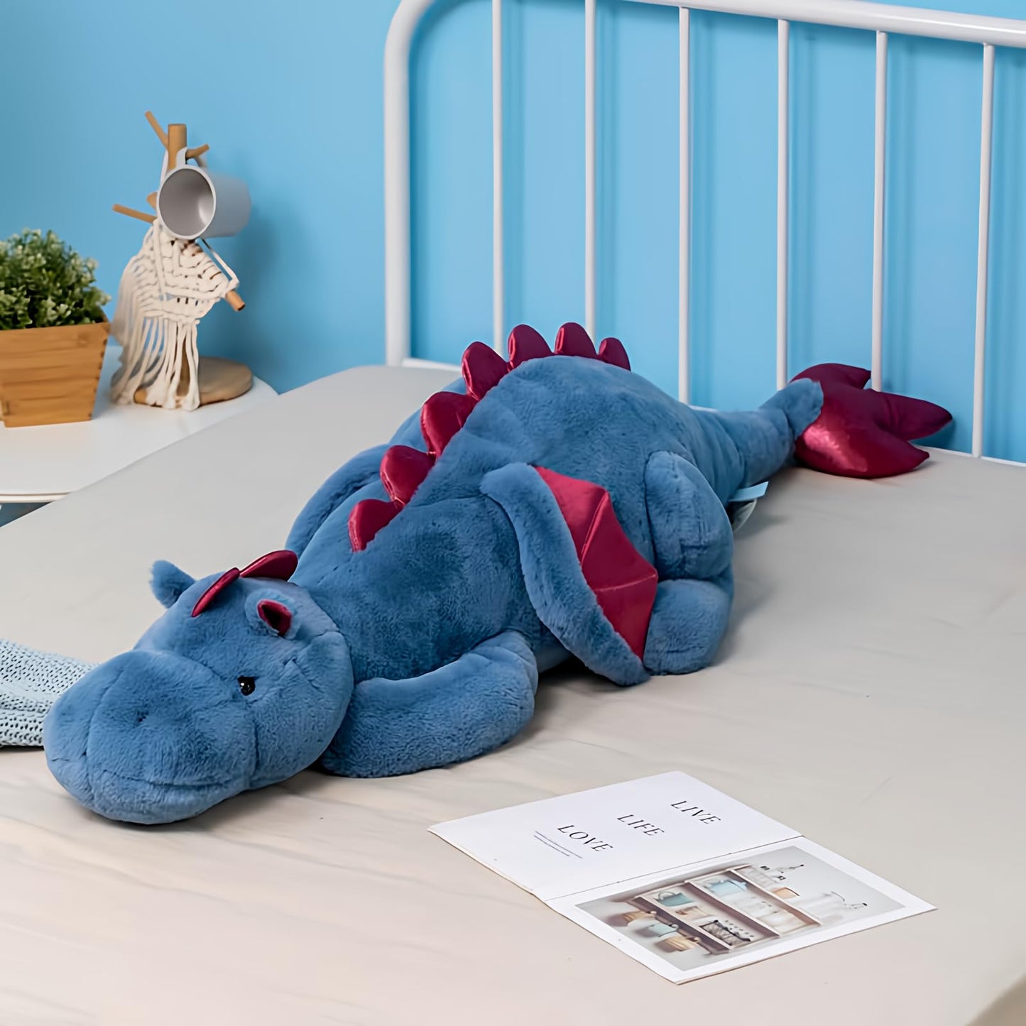 2.2Lbs Weighted Dragon Stuffed Animal, 27.6Inches Small Plush Dragon Toy for Kids, Pink White Green and Blue Available.Very Cute Plushie Dragon