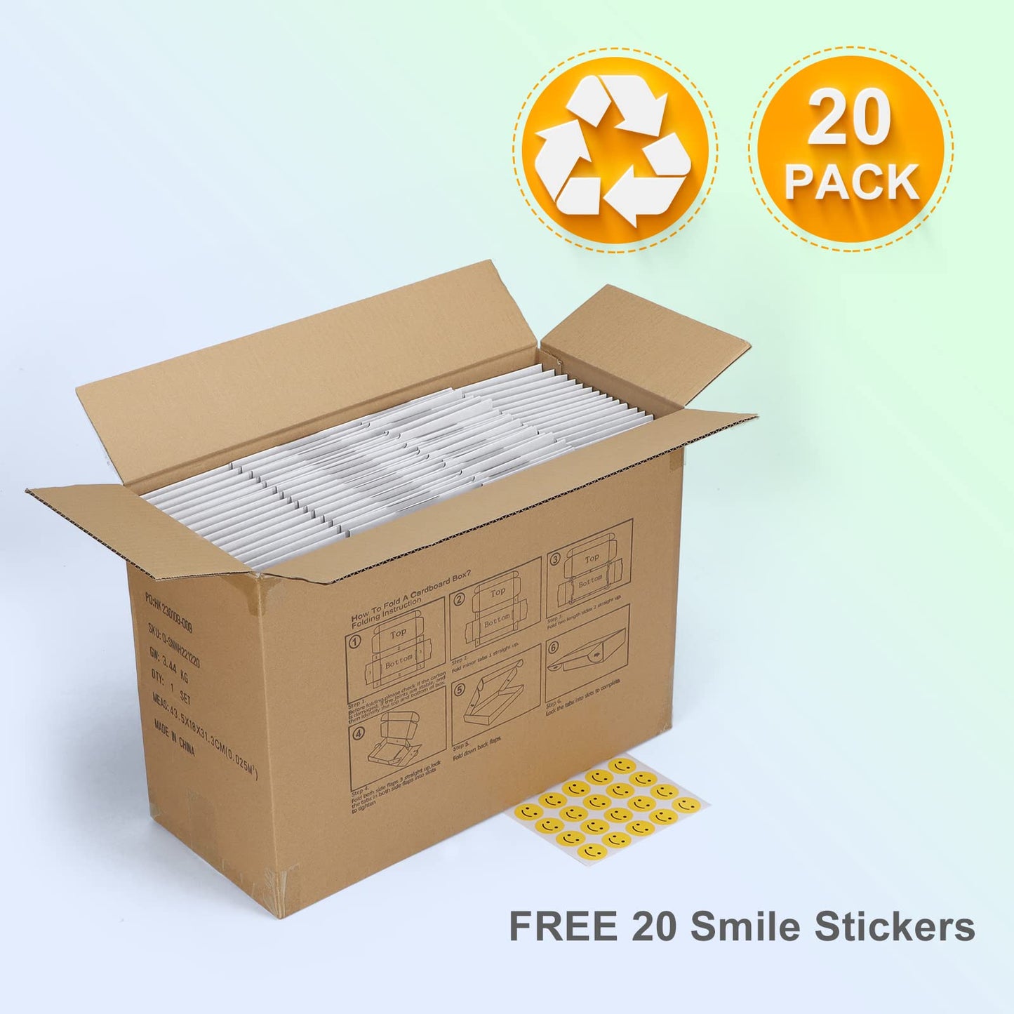 MEBRUDY 12x9x4 Shipping Boxes Pack of 20,White Literature Mailer Corrugated Cardboard Box for Small Business Mailing Packaging