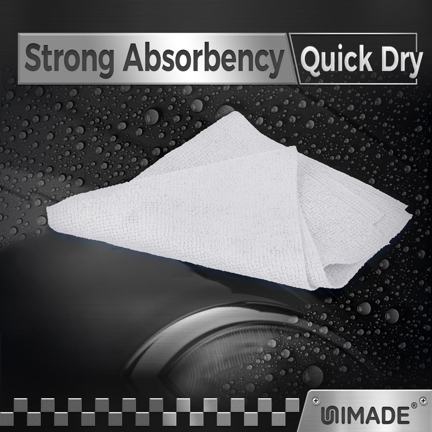 UNIMADE Shop Towel Rag, 200 Pack Reusable Rags Bulk Microfiber Cleaning Cloth Lint Free Towels for Car Kitchen Automotive Bar Mechanic Restaurant Garage, 11.5"x 11.5", Blue