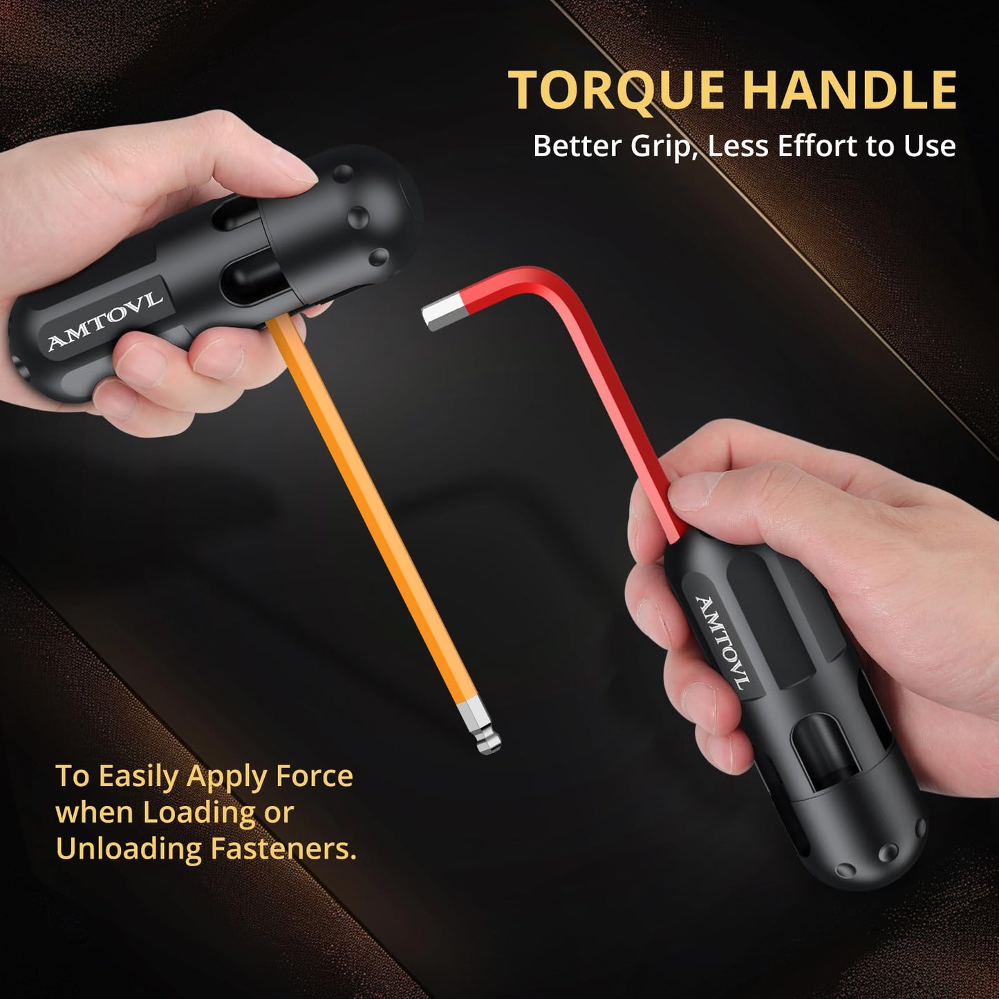 AMTOVL 27PCS Allen Key Set - Metric & SAE Allen Wrench Set, Extra Long Ball & Star End Hex Keys with T-Handle & Color Coding for Bicycle, Household DIY