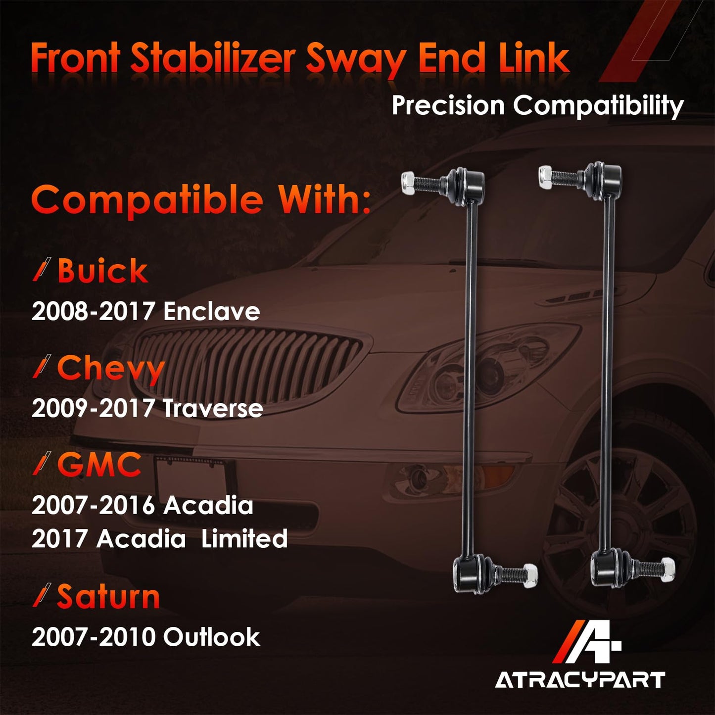 Front Sway Bar Stabilizer Links 2 Pcs｜Replacement For 2007-2017 Buick Enclave, Chevy Traverse, GMC Acadia & Saturn Outlook｜Replace OE#: K750155