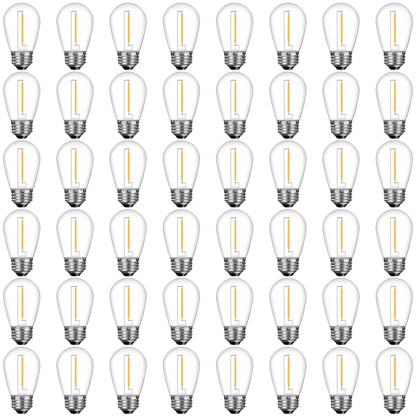 GvvooHome 48 Pack Shatterproof LED Replacement Bulbs for Outdoor String Lights, S14 Edison Bulbs for Patio String Lights Outdoor Waterproof, Warm White 2200K, Dimmable, E26 Standard Base
