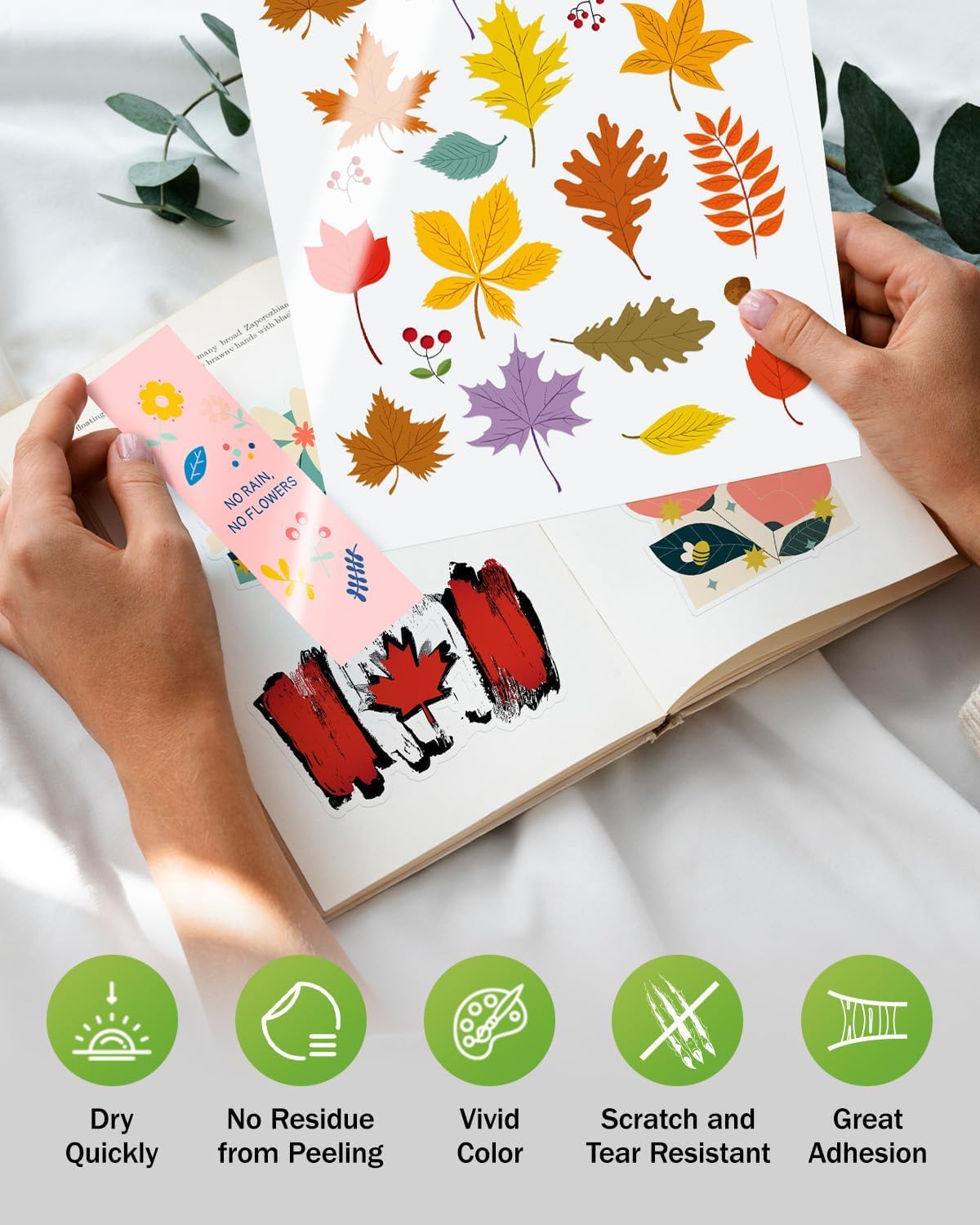 Weliu Glossy Printable Vinyl Sticker Paper for Printer - 100 Sheets Quickly Vivid Colors Waterproof Decals for Inkjet & Laser Printers, Compatible with Cricut/Silhouette for DIY Crafts, 8.5x11