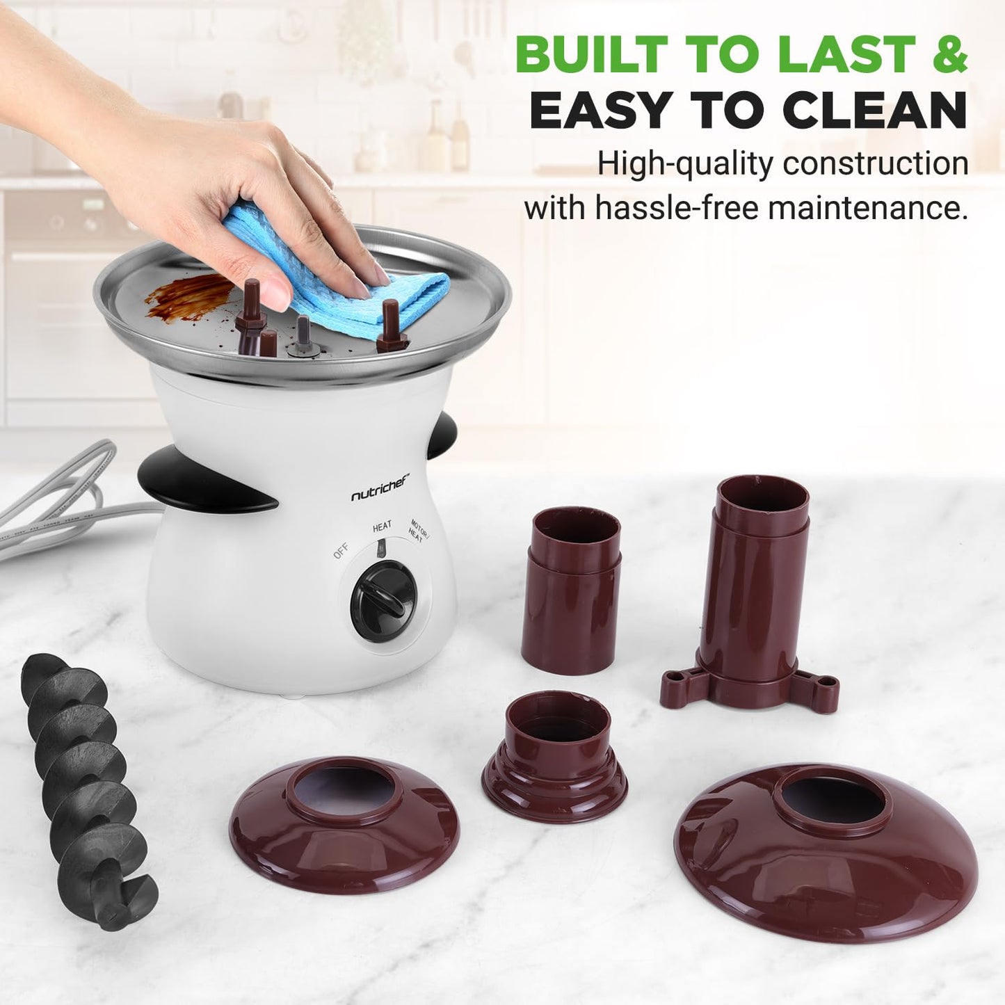 3 Tier Chocolate Fondue Fountain - Electric Stainless Chocolate Dipping Warmer Machine - Warm & Melt Chocolate, Butter, Cheese, Caramel - Great for Parties, Events & Weddings - Pot Capacity 16 OZ