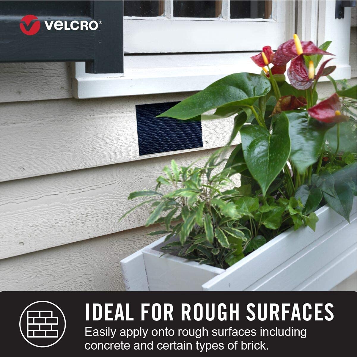 VELCRO Brand Extreme Outdoor Mounting Tape | 20Ft x 1 in, Holds 15 lbs | Strong Heavy Duty Stick on Adhesive | Mount on Brick, Concrete for Hanging, 30702, Black (VEL-30702-AMS)