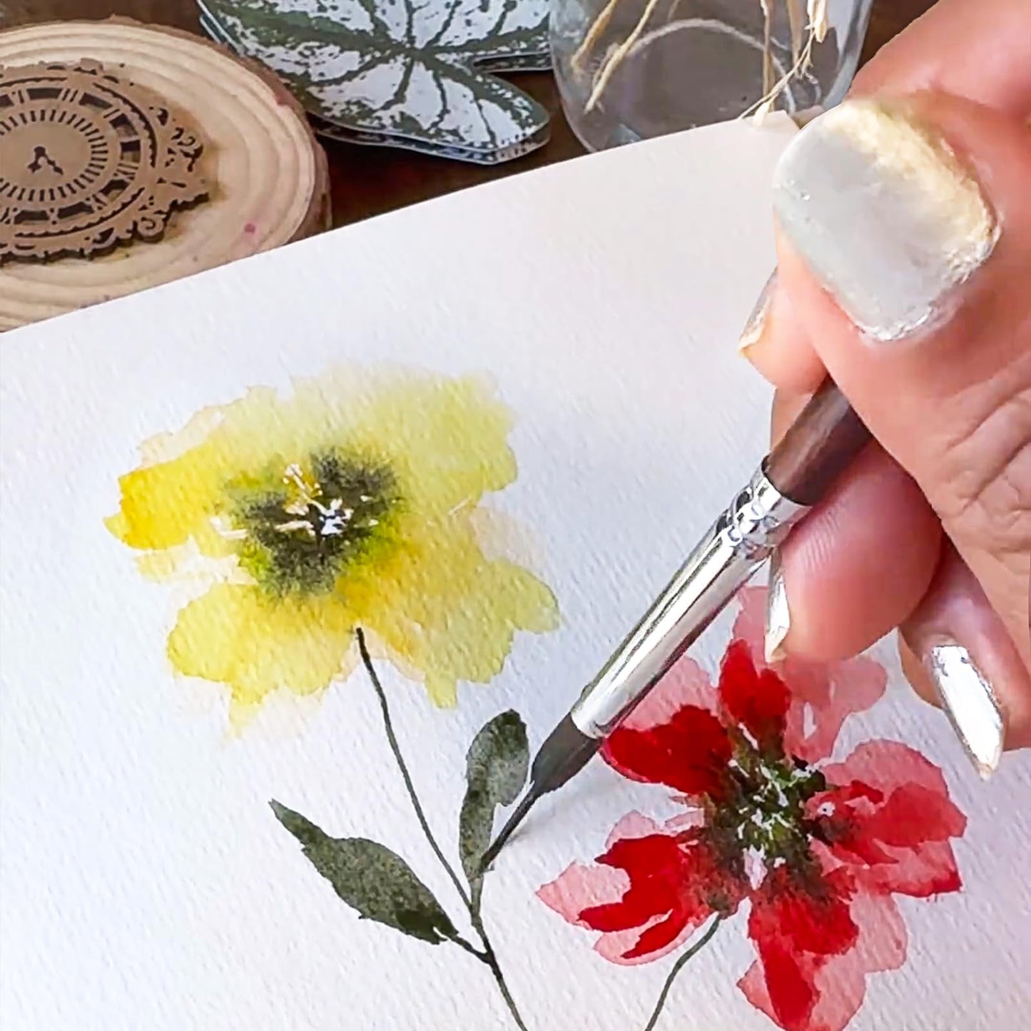 Watercolor Brushes Professional, Fuumuui 4Pcs Extended Needle Point Brushes Synthetic Extra Long Pinhead with Sable Body for Fine Detailing - Watercolor Gouache Inks Painting