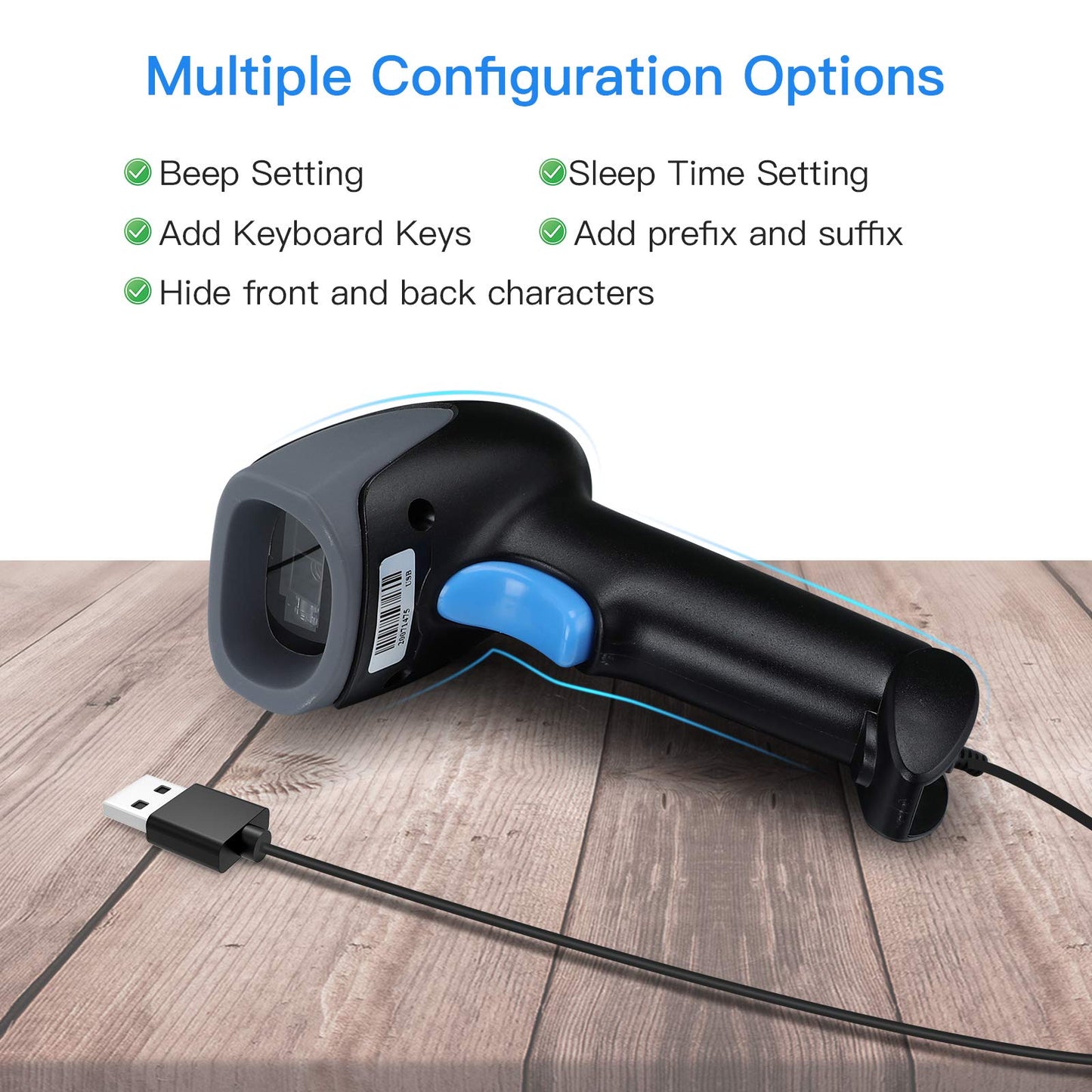 Eyoyo 1D 2D USB Wired Barcode Scanner with Stand, Handheld Scanner for Inventory Management, Portable Bar Code/QR Code Reader Screen Scanning Auto Sensing- Handsfree Scanner