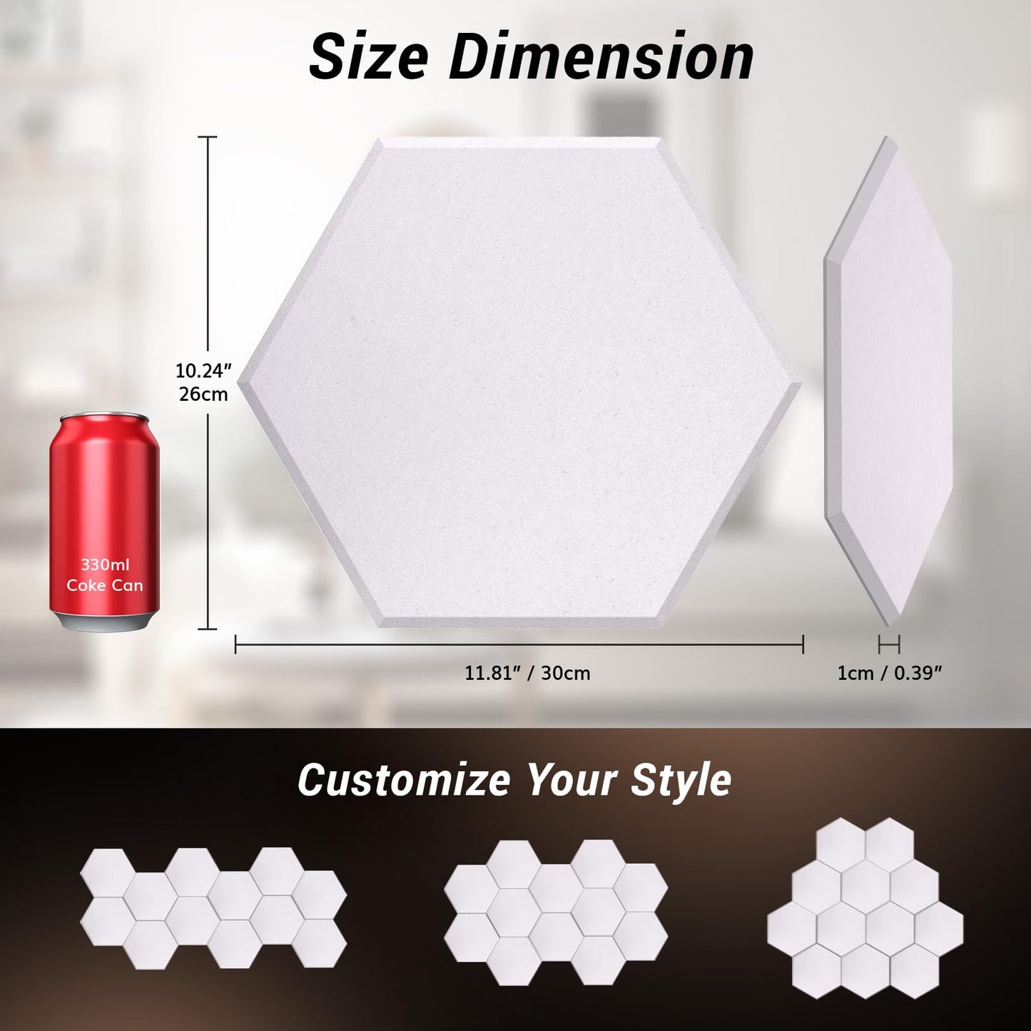 TONOR 18 Pack Sound Proof Panels with Self-adhesive, High Density Hexagon Acoustic Wall Panels, Soundproofing Panels for Recording, Podcasting, Home Office, Streaming, 12"x 10"x 0.4", White