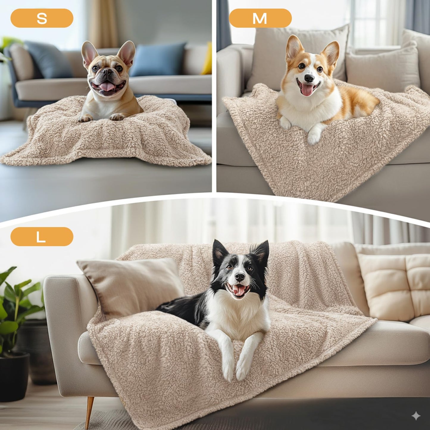 Luciphia 1 Pack 3 Blankets Fluffy Premium Fleece Pet Blanket Soft Sherpa Throw for Dog Puppy Cat Beige Medium(30 * 20")