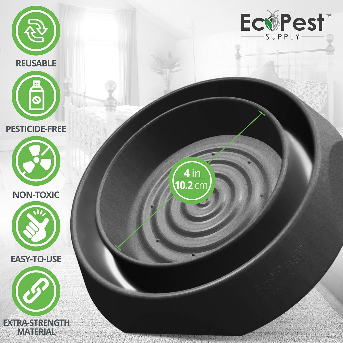 Bed Bug Interceptors - 12 Pack | Bed Bug Blocker (Pro) Interceptor Traps (Black) | Eco Friendly Insect Trap for Bed Legs | No Chemicals or Pesticides | Monitor, Detector, and Trap for Bed Bugs