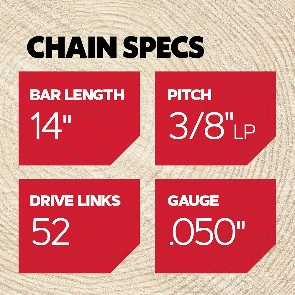 Oregon S52 AdvanceCut Chainsaw Chain 3-Pack for 14-Inch Bar -52 Drive Links – Low-Kickback Chain fits Echo, Craftsman, Poulan and More