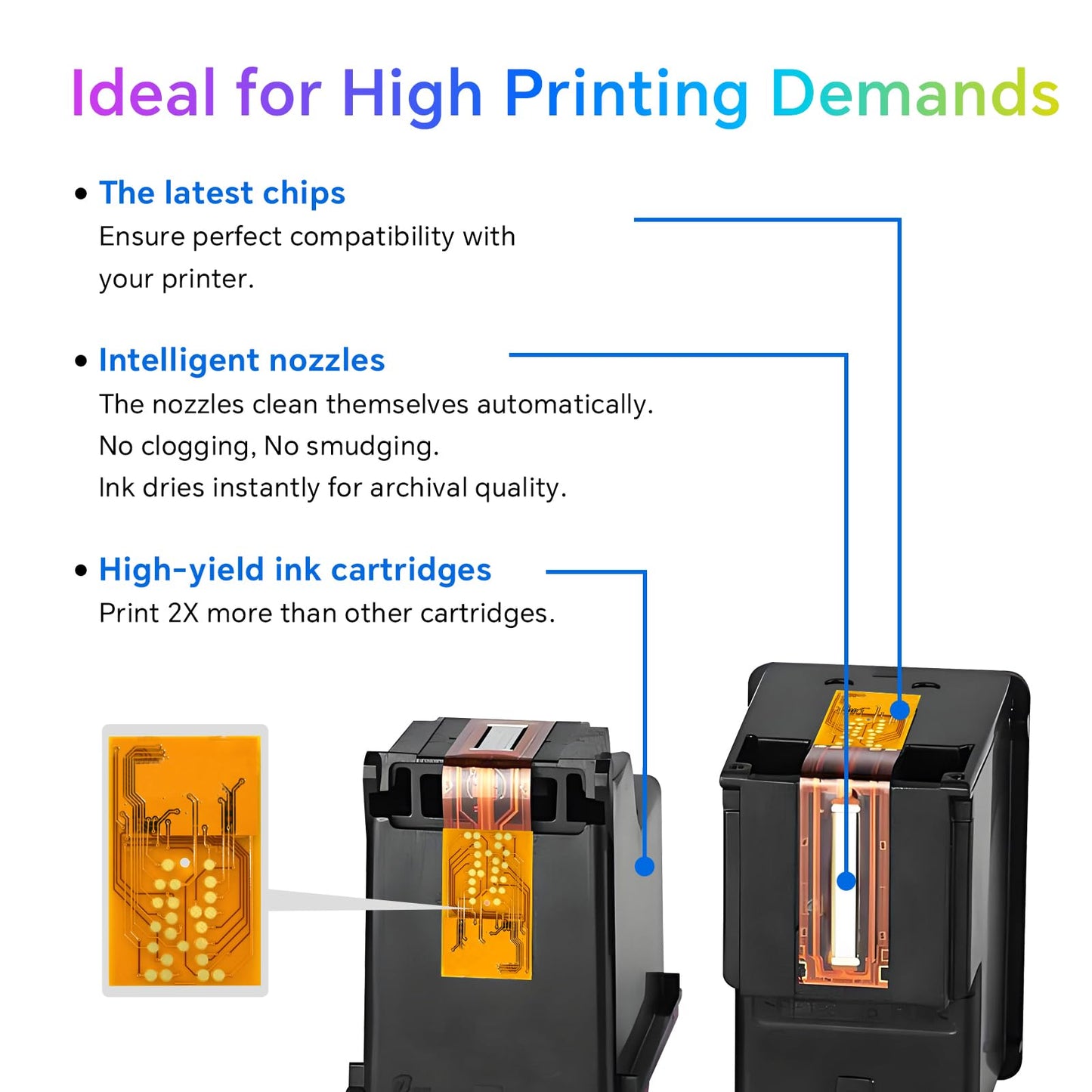 63XL Ink Cartridge Black and Colour for HP 63 Ink Cartridges 63 XL Work with HP Envy 4520 4522, Officejet 3830 3833 3836 4650 5255, DeskJet 3632 3630 Series Printer, 2 Pack