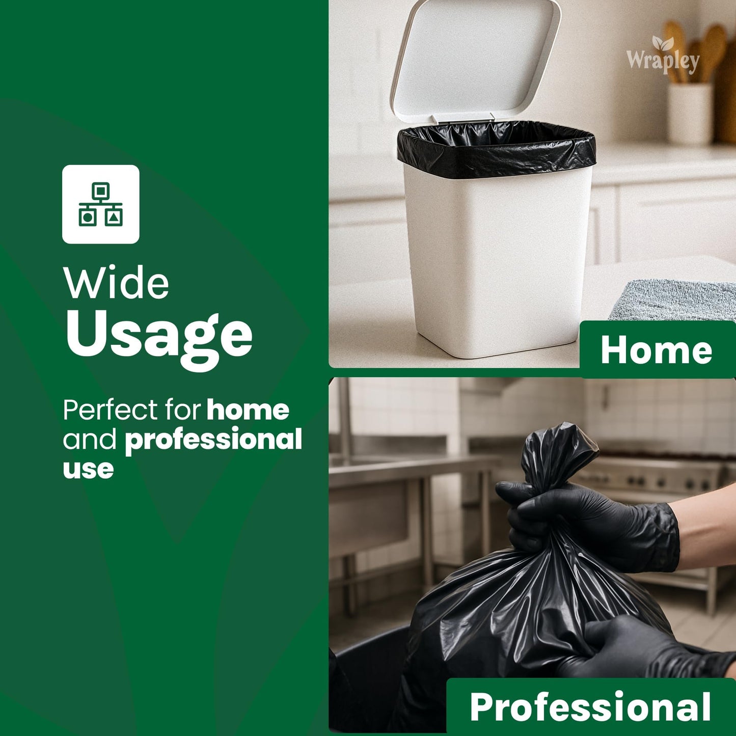 35" x 50" Extra-Strong Garbage Bags – Pack of 100 Black Trash Bags – Heavy-Duty Large Garbage Bags for Businesses and Restaurants – Thickness of 1.2 mils – 185L, 100 Units