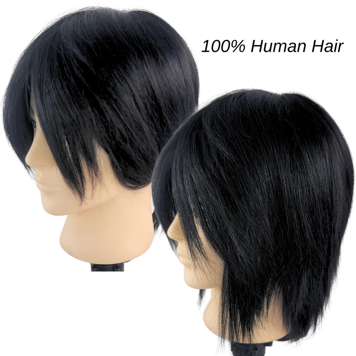 Barber Mannequin Head Male Mannequin Head Human Hair for Styling Black Hair Mannequin Head Practice Kit for Practicing Hair Cutting