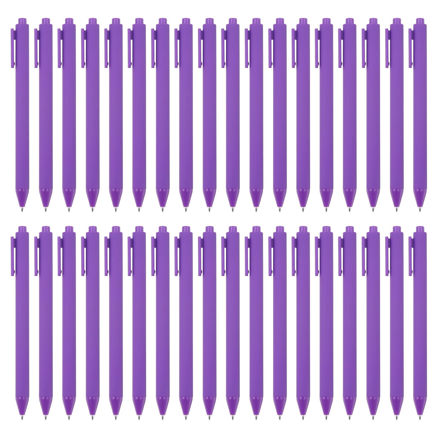 PATIKIL 50 Pack Black Barrel Click Pens, 1.0MM Black Ink Retractable Ballpoint Pens, Medium Point Smooth Writing Pens Office Supplies, Purple
