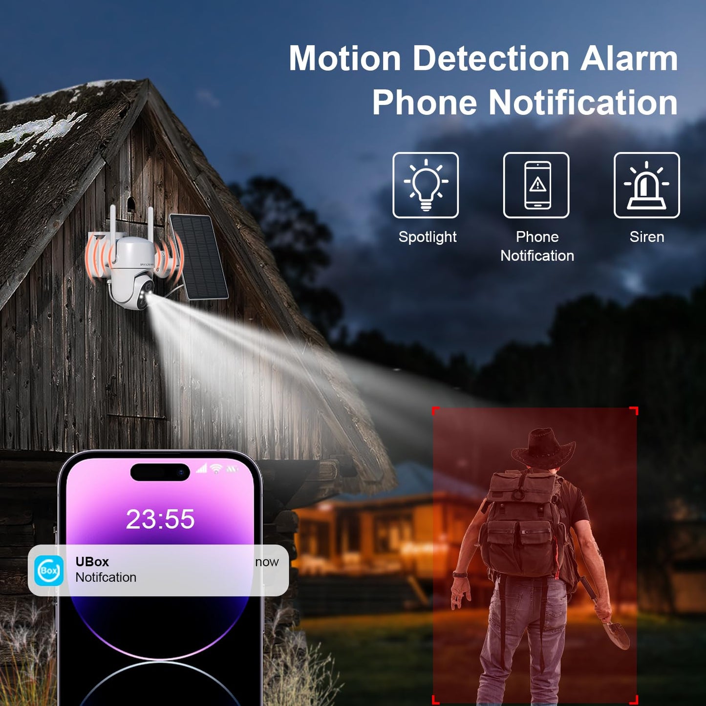 4G LTE Cellular Security Camera Wireless Outdoor, Wireless Security Camera Outdoor No WiFi, Outdoor Security Camera Solar Powered, 2K HD, PTZ 360° View, Smart PIR Motion Detection, 2 Way Talk, 2 Pack