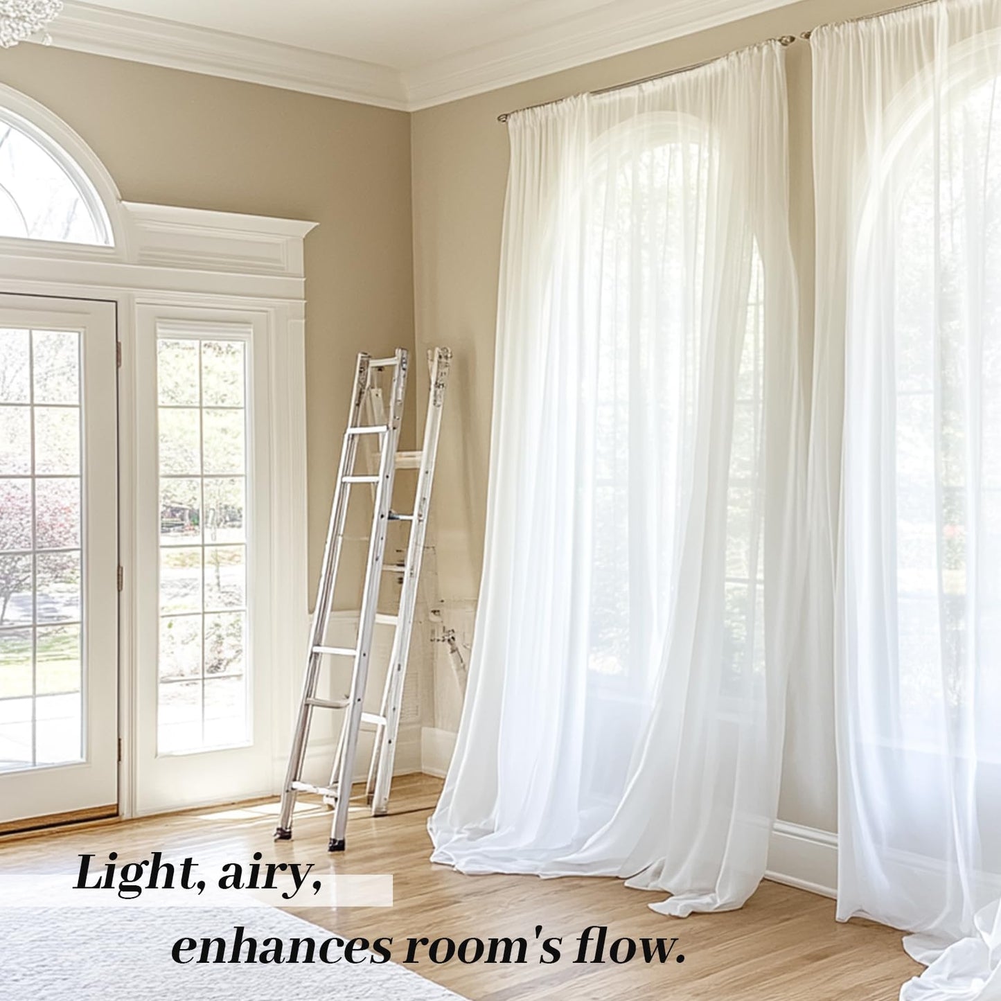 LumiLoom Sheer Curtains 96 Inch Long - White Chiffon Privacy Protection Light Filtering Window Treatments for Bedroom Living Room, Rod Pocket & Back Tab,Cat-Proof, 2 Panels Set, 52x96 Inches