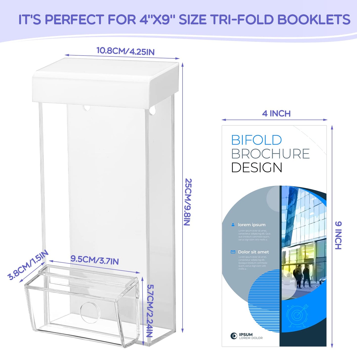 Remerry 2 Pack Outdoor Brochure Holder Wall Mount, Weatherproof Acrylic Flyer Holder with Lid, 4x9 Inch Clear Pamphlet Display Box for Real Estate Office Restaurant Menu Literature(White)