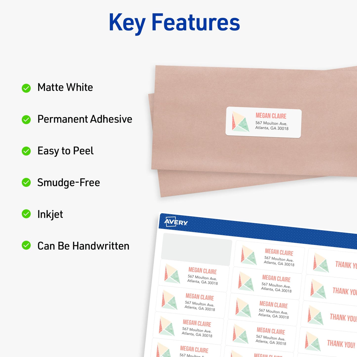 White Easy Peel Address Labels with Sure Feed