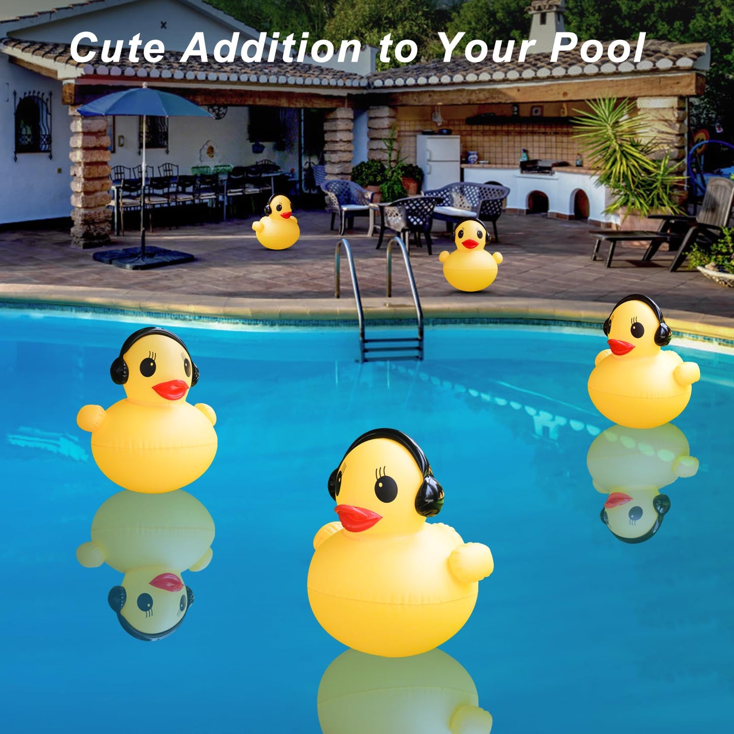Floating Solar Lights, 16 inch Waterproof LED Pool Accessories, Glow Duck Inflatable Solar Powered Lights That Float for Pond,Hot tub,Party-2pcs