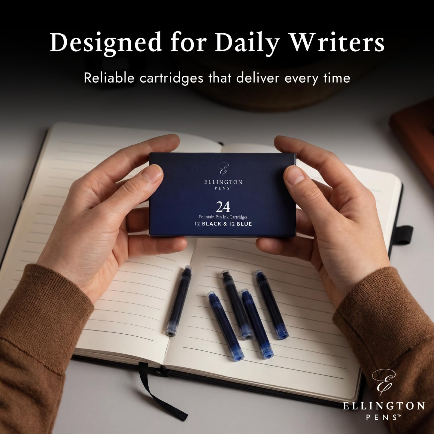 Ellington Pens Ink Cartridges - 24 Black and Blue