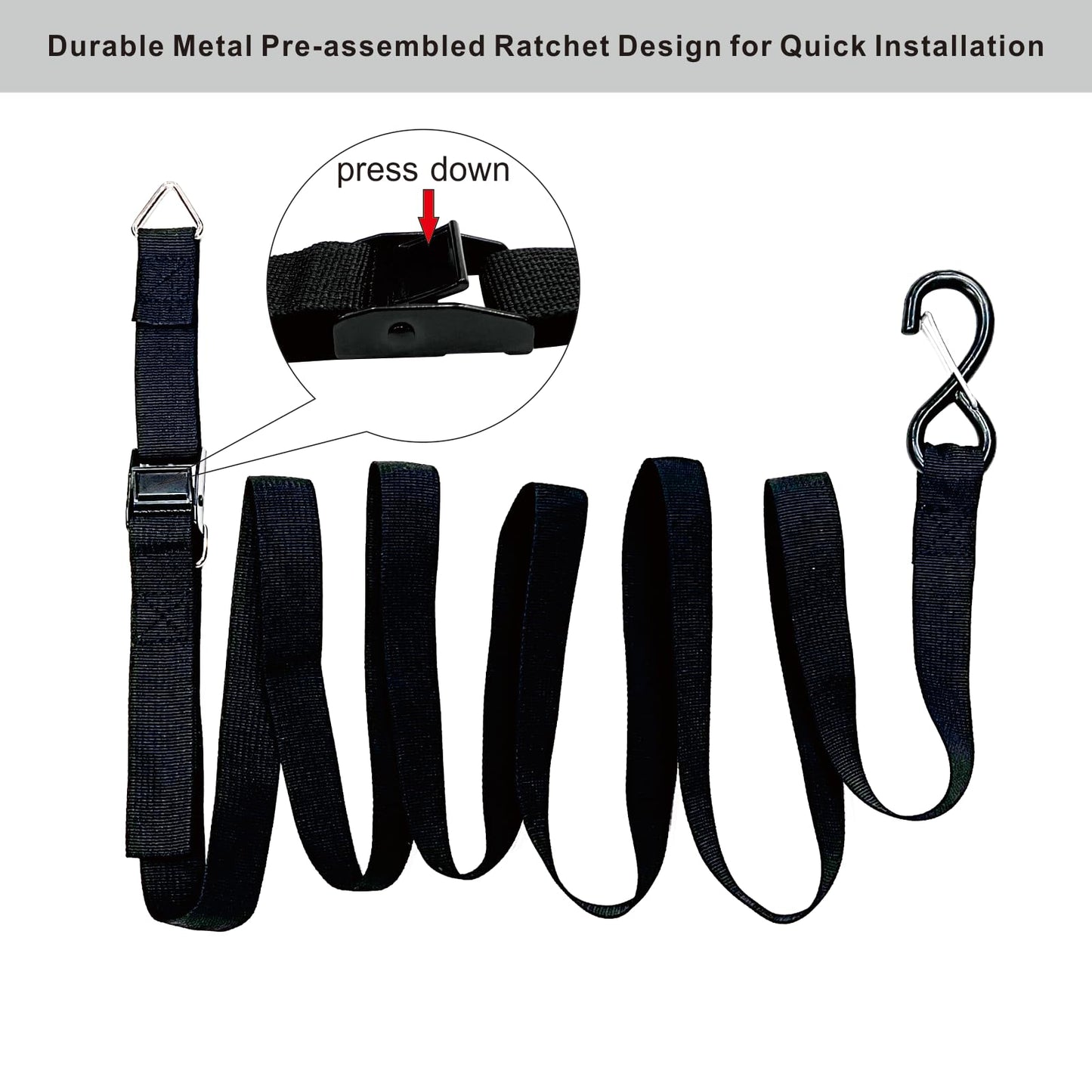 Dulepax RV Awning Tie Down Kit, Heavy Duty RV Awning Anchor Kit, Camper Awning Anchors Accessories Set, Include Shock Absorbing Spring, Spiral Stakes, Soft Loops, Pre-Assembled Thick Straps
