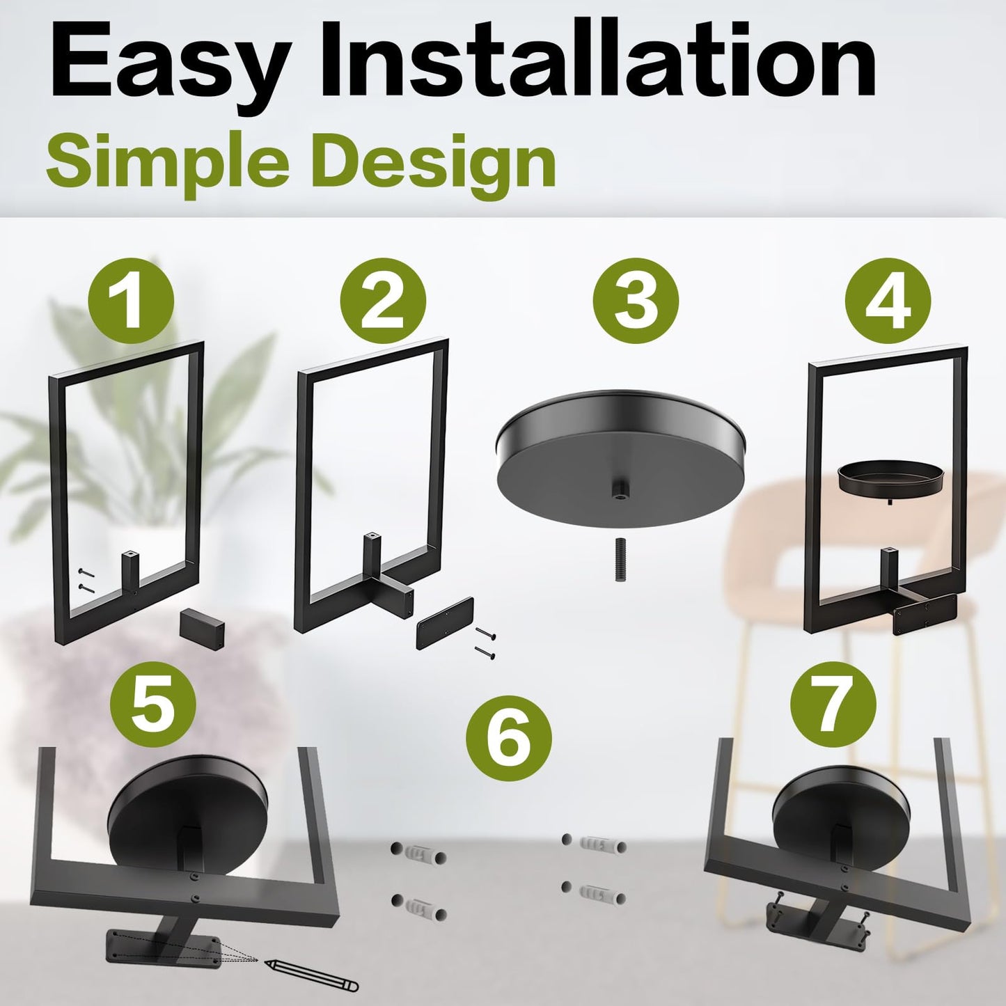 BIRGILT Picture Frame Wall Plant Holder - Window Plant Shelf - Modern Style Plant Stand Indoor, Plant Shelves Indoor - Metal Plant Shelf Wall Decor - 2 Pack, Black (Pot & Plant Not Included)