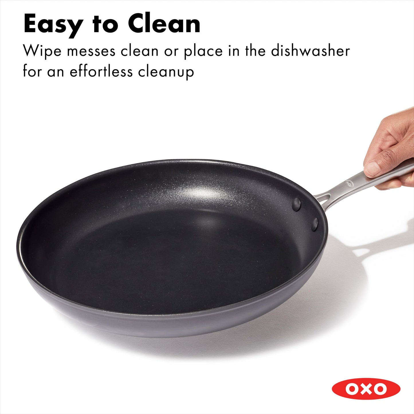 OXO Good Grips Pro 10" Frying Pan Skillet, 3-Layered German Engineered Nonstick Coating, Stainless Steel Handle, Dishwasher Safe, Oven Safe, Black