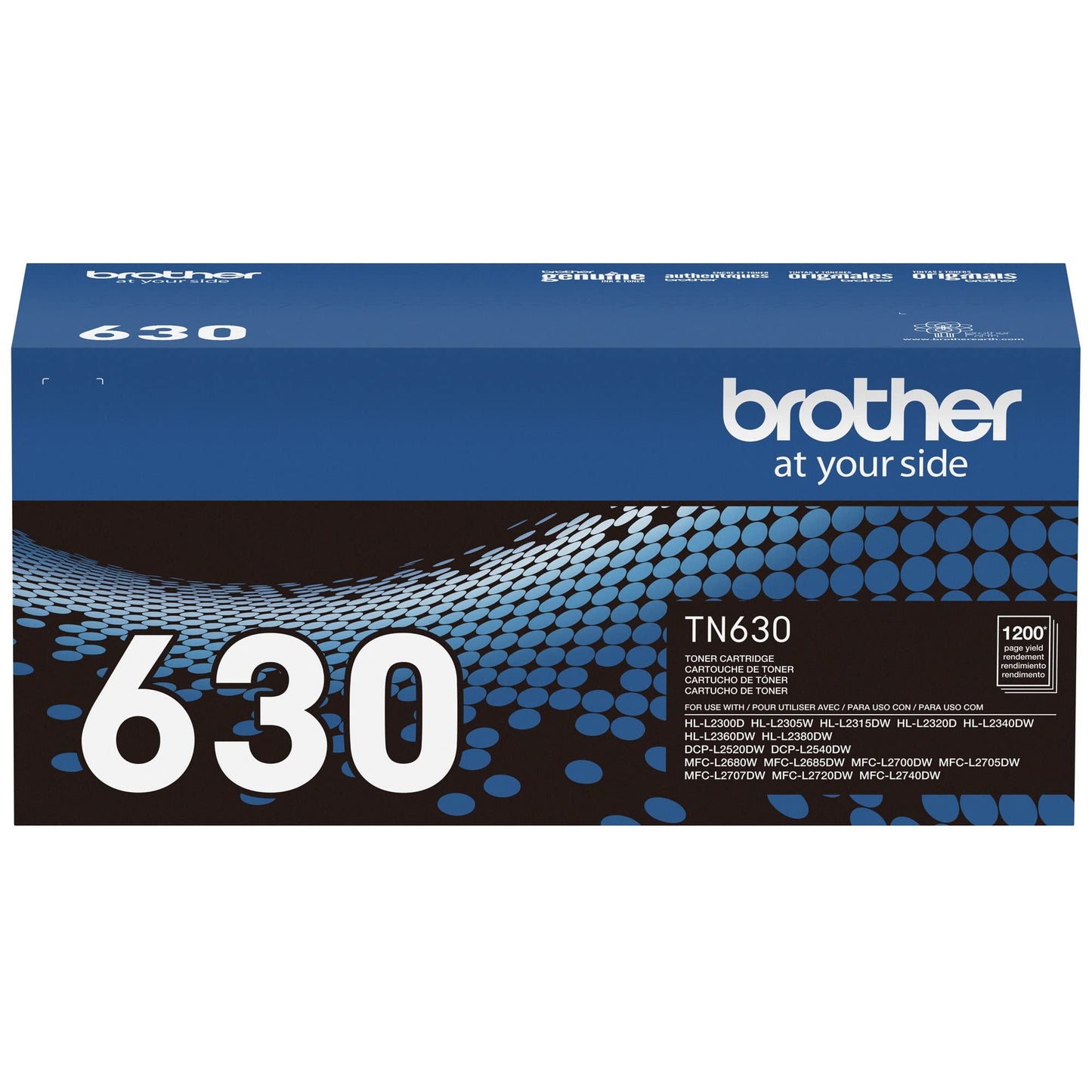 Brother original TN630 Standard Yield Black Toner Cartridge, original toner replacement cartridges, toner for Brother laser printers HL-L2320D, DCP-L2520DW, MFC-L2700DW, MFC-L2720DW and more
