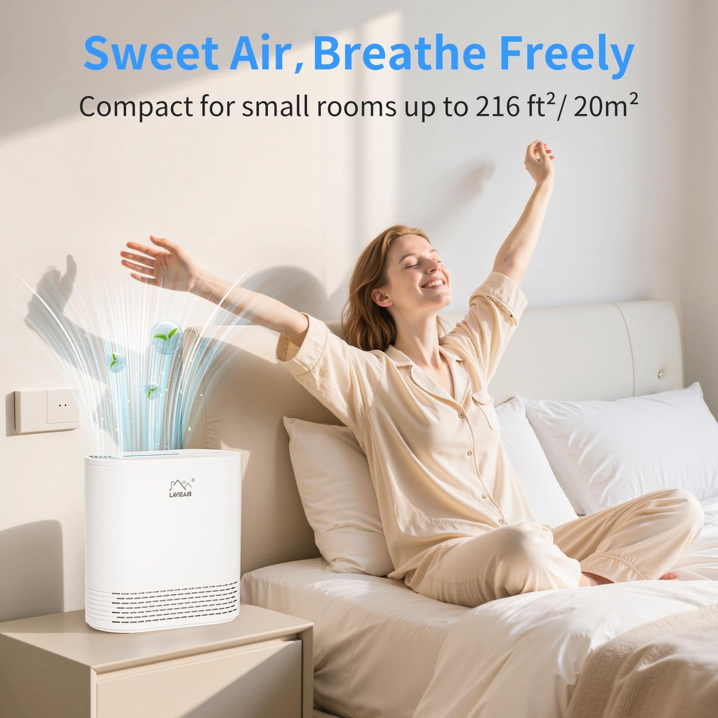 LAVIEAIR Air Purifier for Bedroom, Home Large & Small Rooms up to 20㎡, 3-in-1 Air Filter & Cleaner with H13 True HEPA Filter, Removes 99.97% of Smoke, Allergies, Pet Dander, Odors, Dust & Pollen