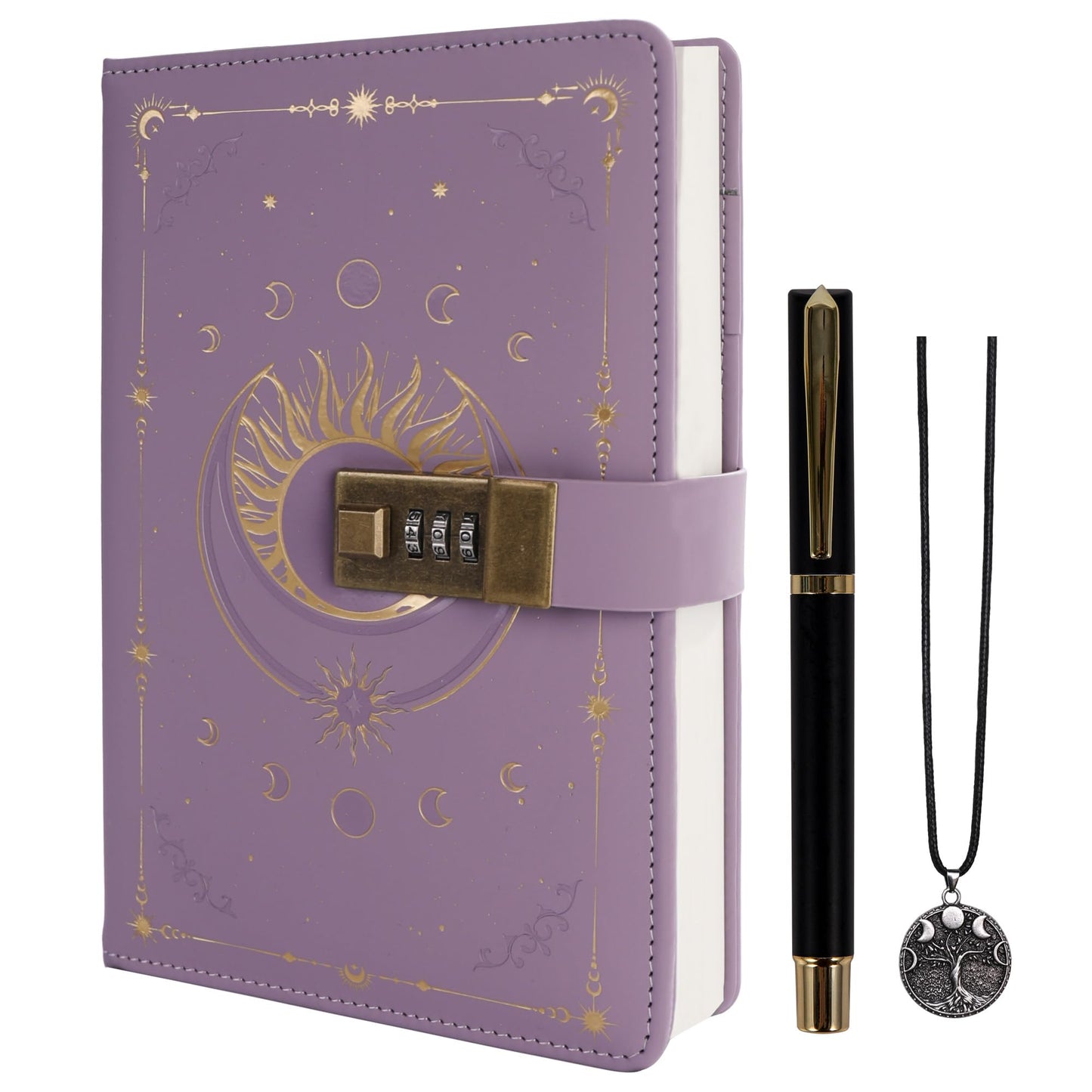 TIEFOSSI Diary with Lock, Vintage Locked Journal for Women Men, A5 Refillable Notebook with Lock, 224 Numbered Pages