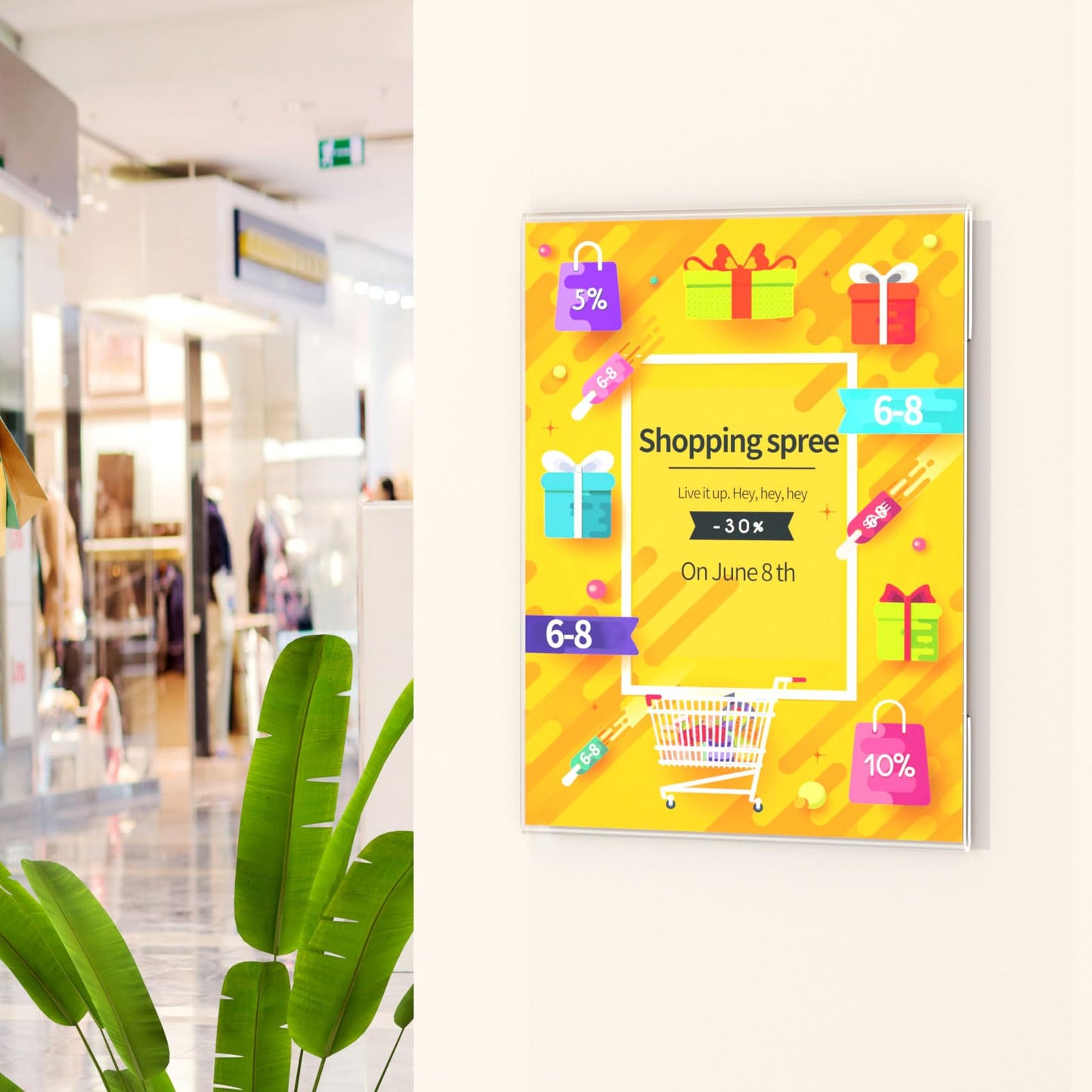 HIIMIEI 12 Pack Clear Acrylic Wall Mount 8.5x11 Sign Holder, Portrait Door Plexiglass Display Sign Holder Adhesive with 3M Tape, Plastic Photo Ads Frames Used in Office Hospital Hotel Store