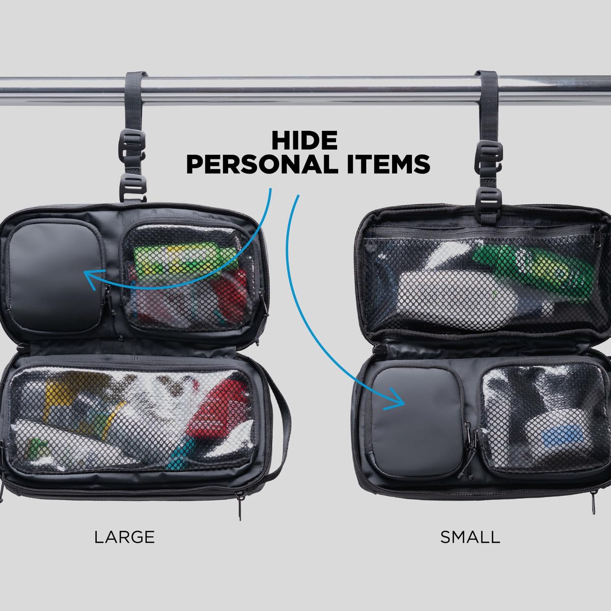 NOMATIC- Toiletry Wash Bag for Travel, Waterproof Storage Case for Shaving Kit, Makeup, Toiletries (Black), Small V2