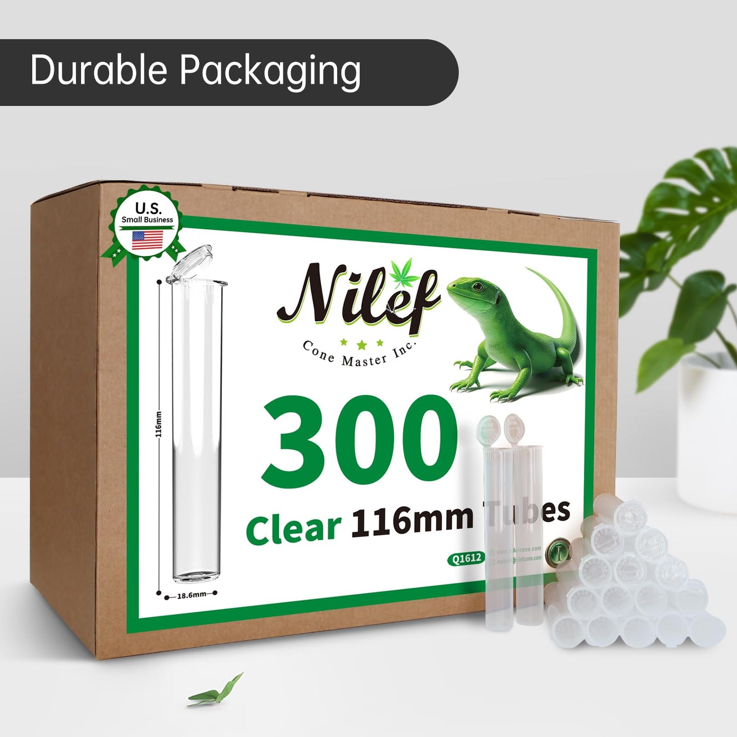 116mm Pre Roll Tubes with Caps, King Size BPA Free Plastic Storage Tubes Child Resistant Tubes Squeeze Pop Tops (White, 300)