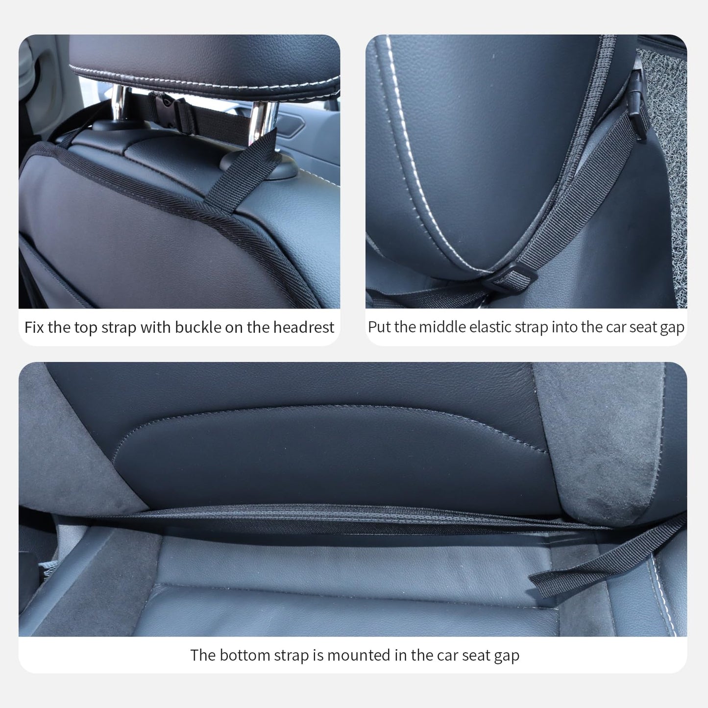 pefirst Car Backseat Organizer for Kids, Car Back Seat Storage Bag With 3 Pockets, 2 Drinks Holders, Water Resistant, Kids Toy Storage Kick Mat Back Seat Protector for Toddlers (Black 1-Pack)