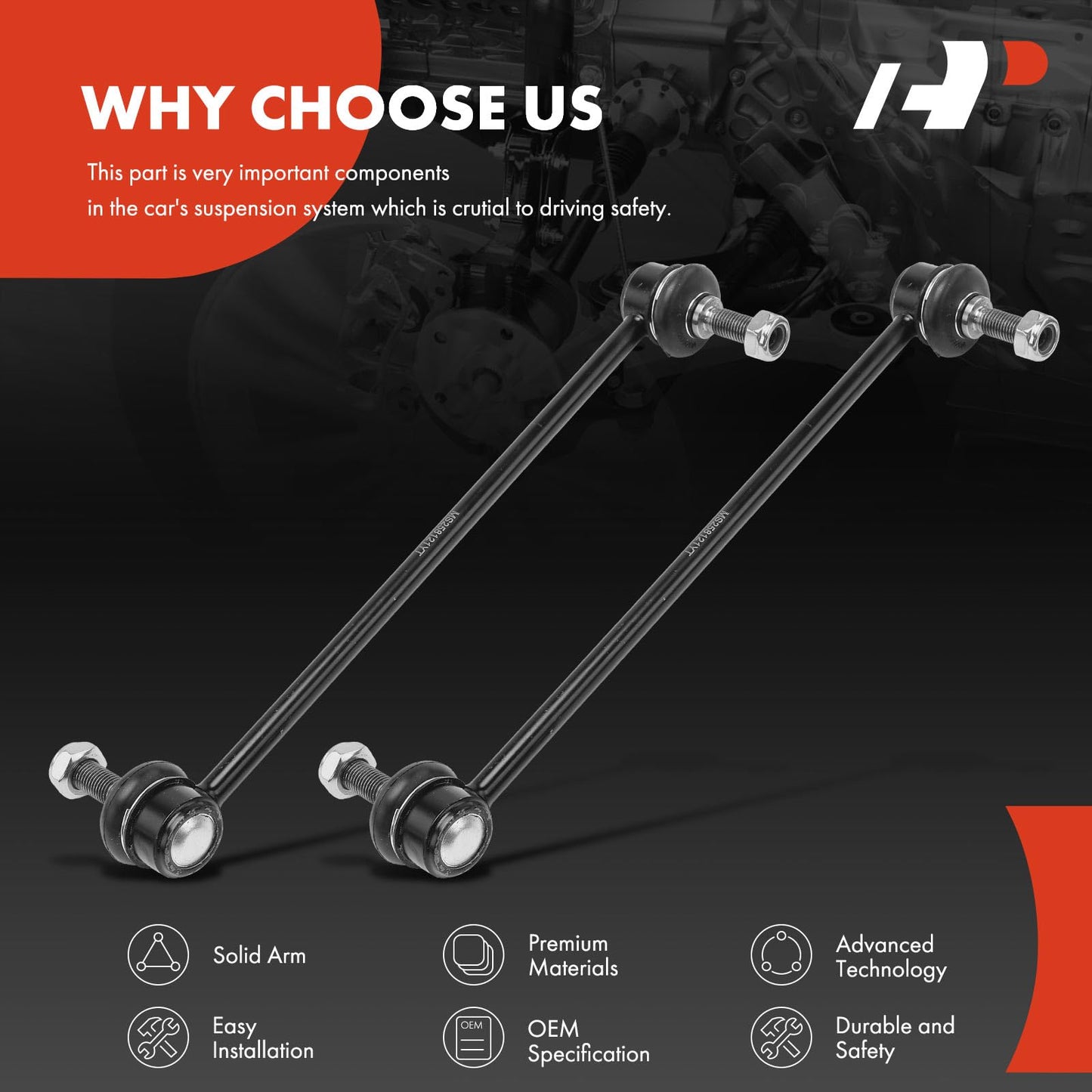 A-Premium 2 x Front Sway Bar Links Stabilizer Bar Links, Compatible with Jeep KL Series Cherokee 2014-2023