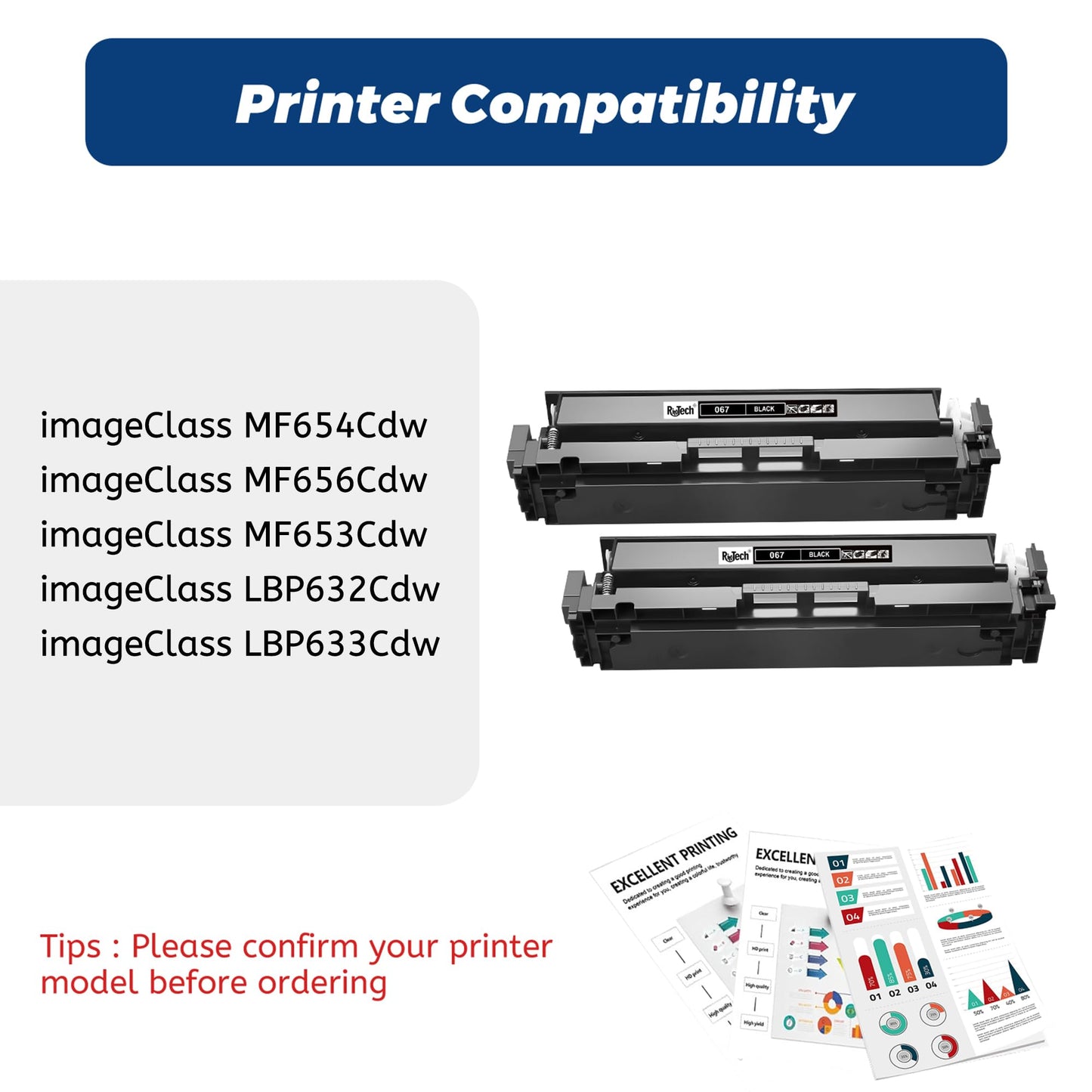 067 Black Toner Cartridge,with Chip Replacement for Canon 067 067H CRG-067 for imageCLASS MF653Cdw MF654Cdw MF656Cdw LBP633Cdw LBP632Cdw MF652Cw MF652Cdw Printer