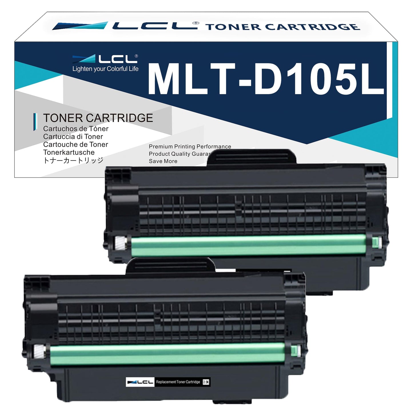 LCL Compatible Toner Cartridge for Samsung MLT-D105L MLT-D105S (2-Pack,Black) for Samsung ML-2525W ML-2525 ML-2580N ML-2540 ML-2545 ML-2580 ML-1915 ML-1910 SCX-4623F SCX-4623FW SCX-4623FN SCX-4600