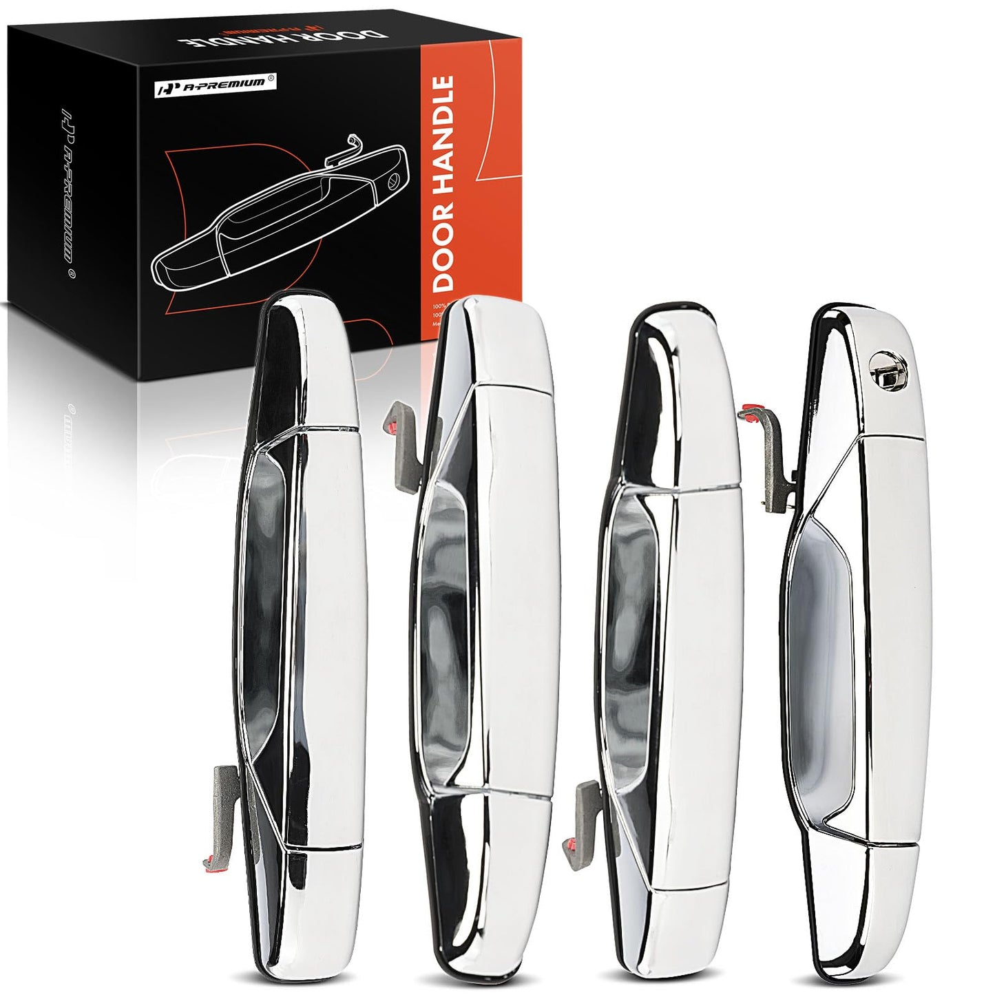 A-Premium Chrome Exterior Door Handles Compatible with Cadillac, Chevy & GMC Models - 2007-2014 - Silverado 1500 2500HD 3500HD Suburban Tahoe Avalanche Sierra Yukon Escalade - 4-PC Set, Front and Rear