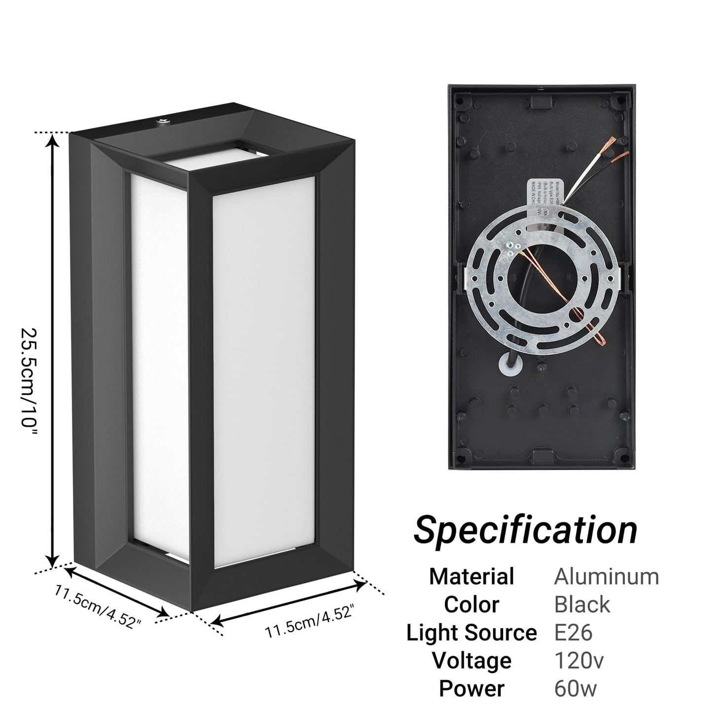 Tipace Outdoor Wall Light Modern Outdoor Porch Light Black Exterior Light Fixture Waterproof Front Door Light for House,Patio,Garage,Backyard,Hallway(2 Pack)