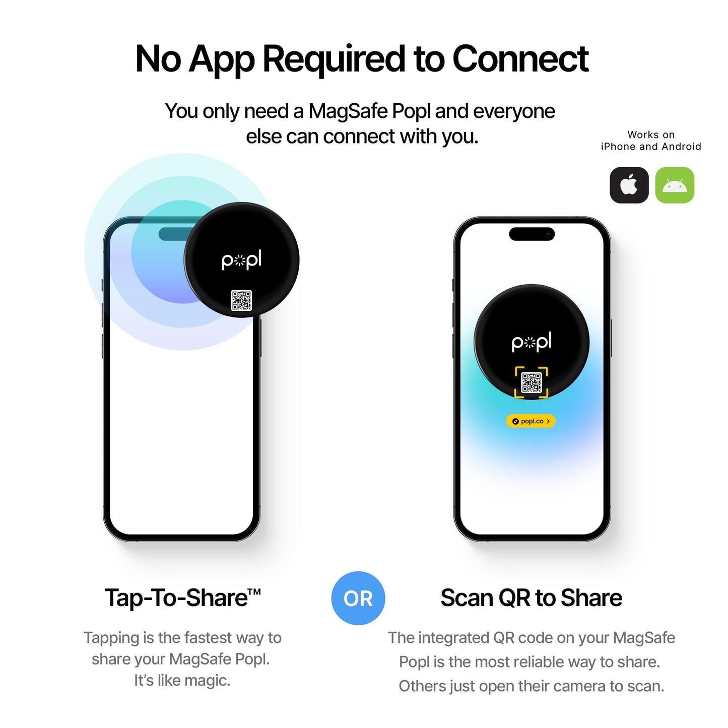 Popl for MagSafe – Digital Business Card for iPhone 12 & Newer | Tap to Share Contact Instantly | No Adhesive, Removable & Wireless Charging Compatible