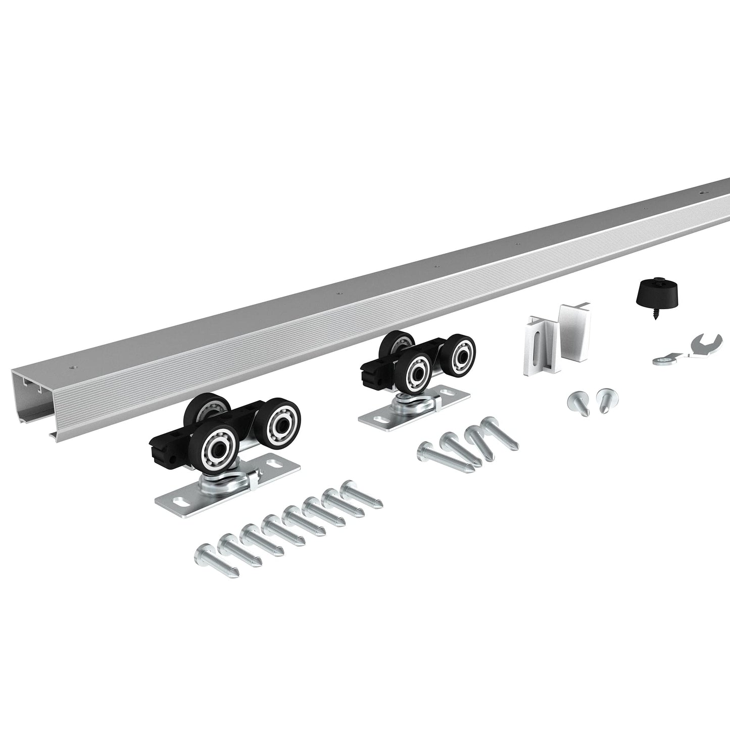 JUBEST 5FT Commercial Grade Pocket Door Hardware and Track Set, Sliding Door Hardware 60", Durable and Smoothly, Easy to Install