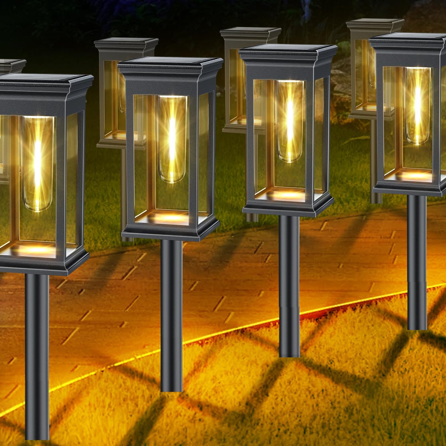 Solar Lights Outdoor 8 Pack, Bright Solar Pathway Lights Outdoor Waterproof for Outside, Auto On/Off Solar Garden Lights Landscape Decorative for Yard Patio Walkway Driveway Lighting, WarmWhite